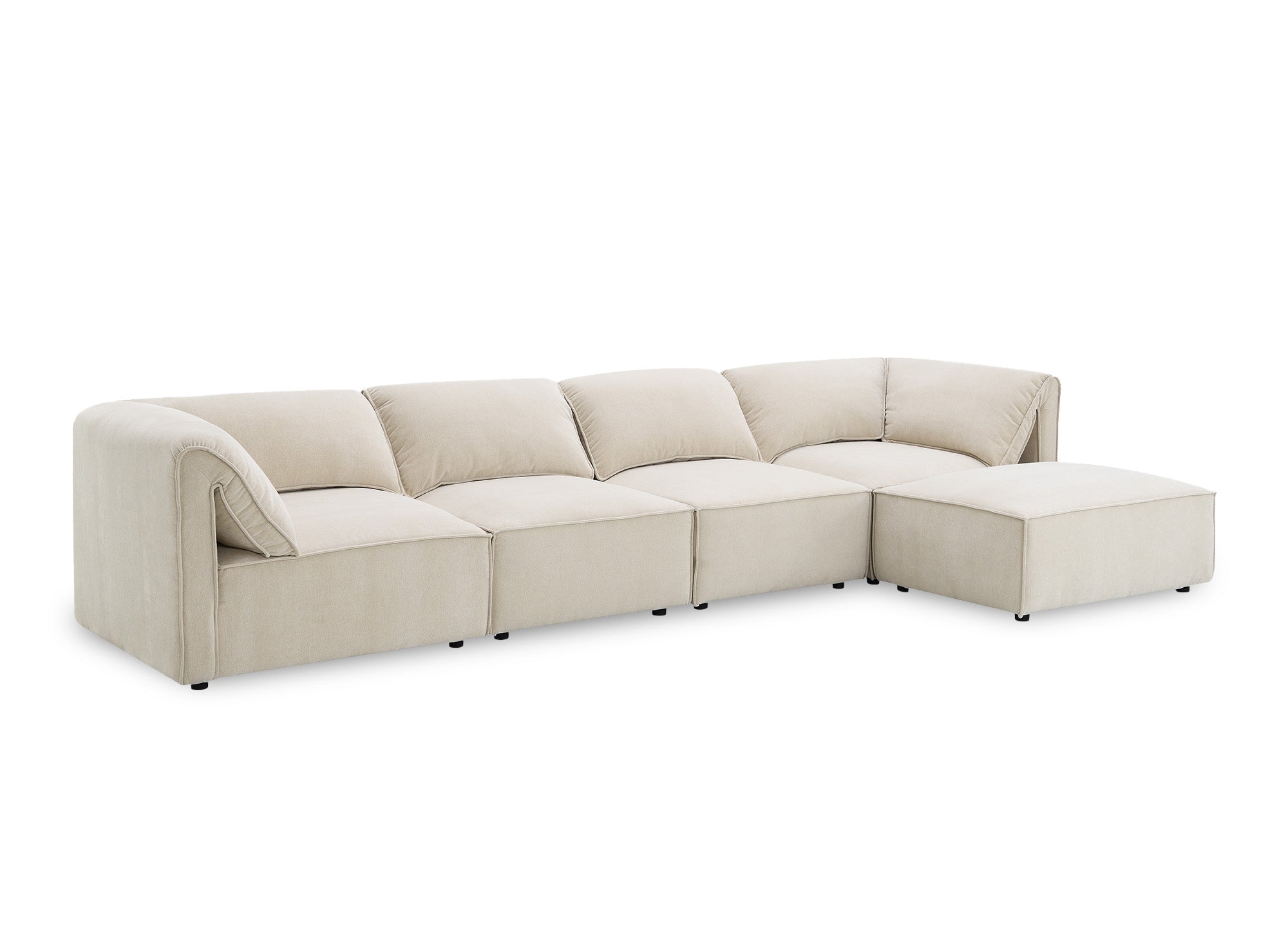 Canapé d'angle modulable en velours beige HARINA