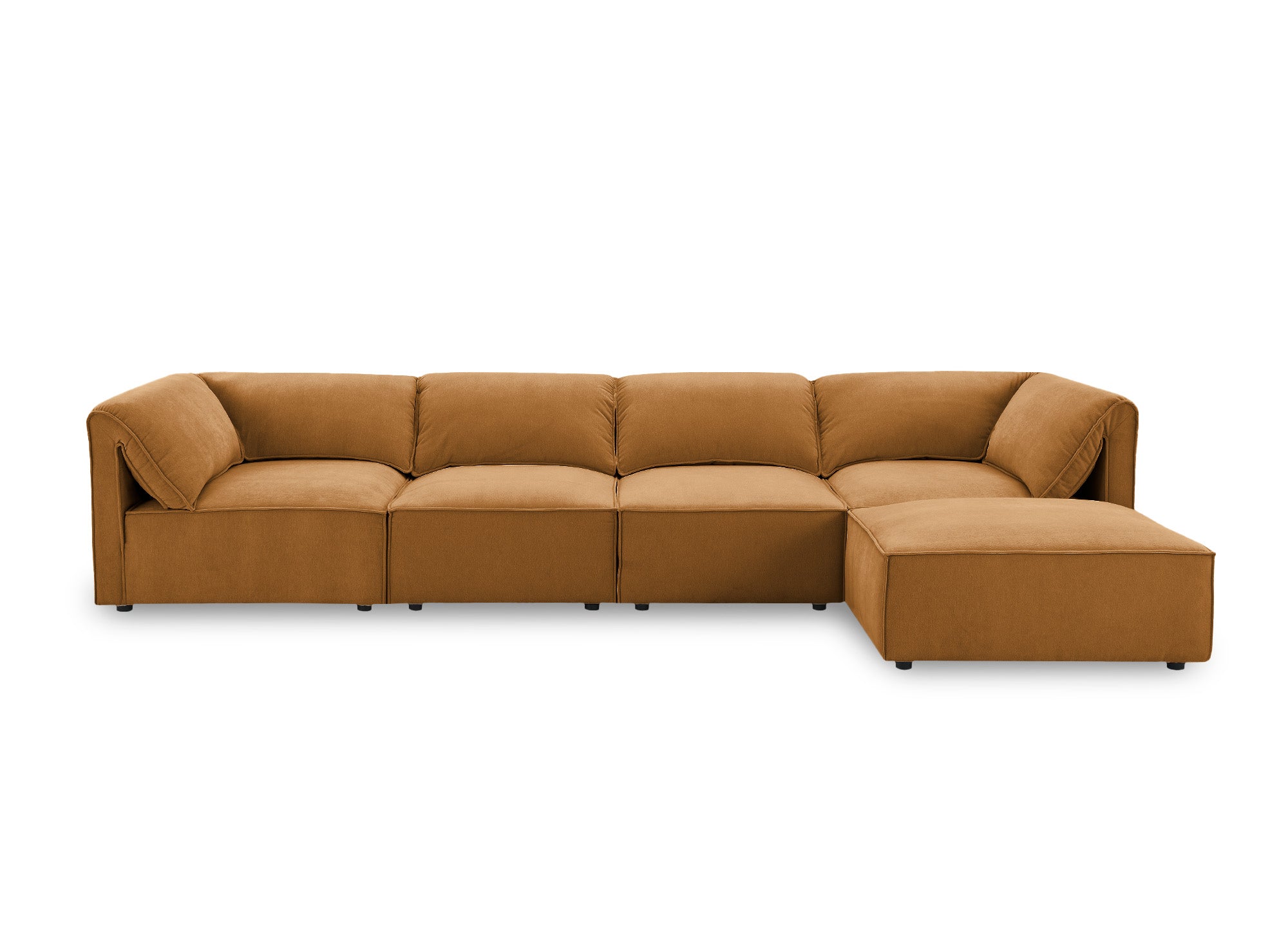 Canapé d'angle modulable en velours moutarde HARINA