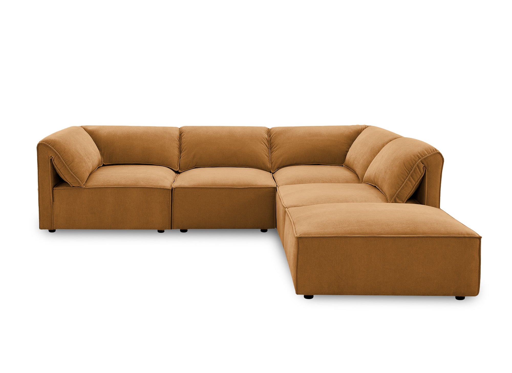 Canapé d'angle modulable en velours moutarde HARINA
