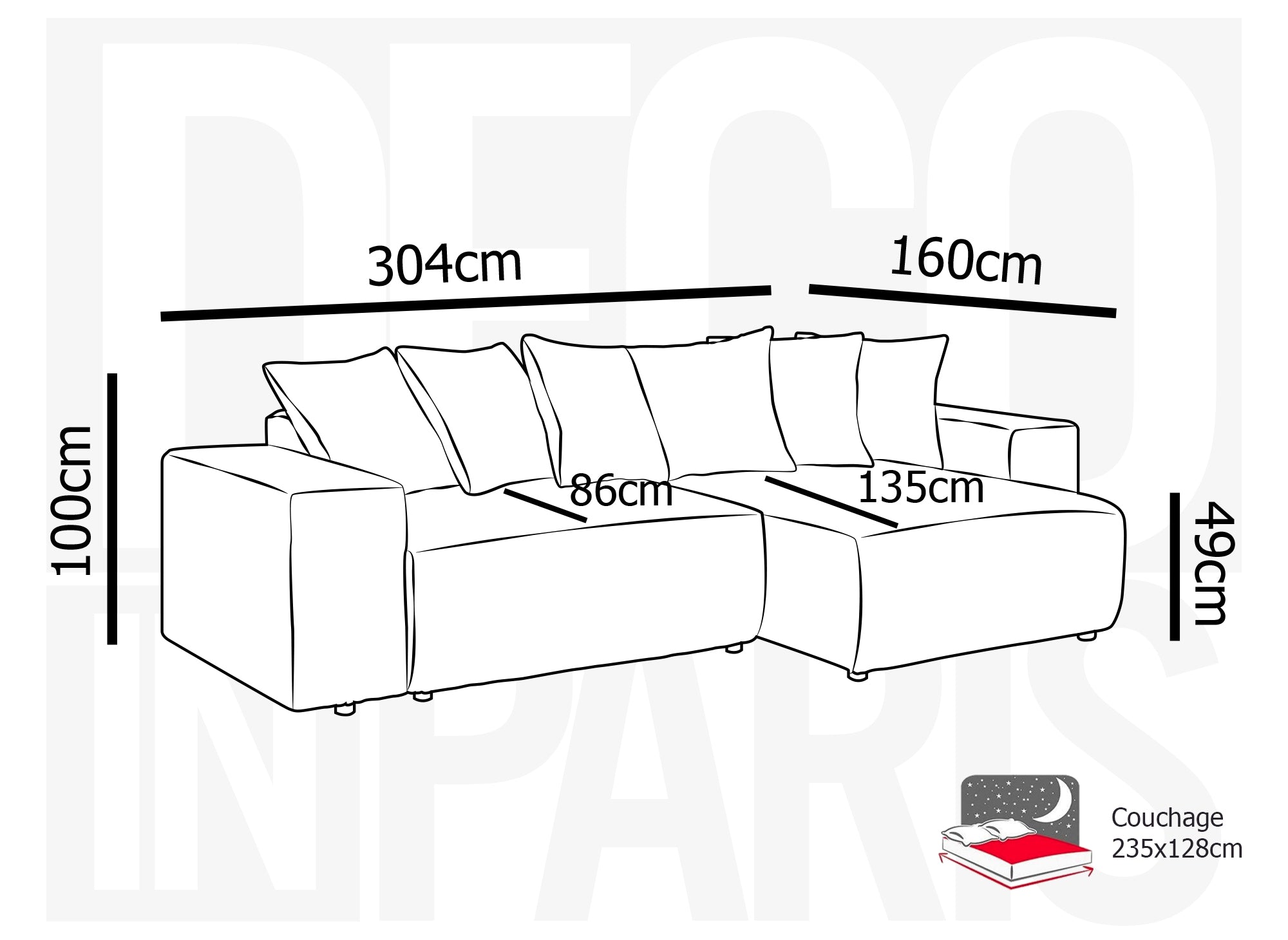 Canapé d'angle réversible convertible avec coffre en velours côtelé épais beige NOELIA