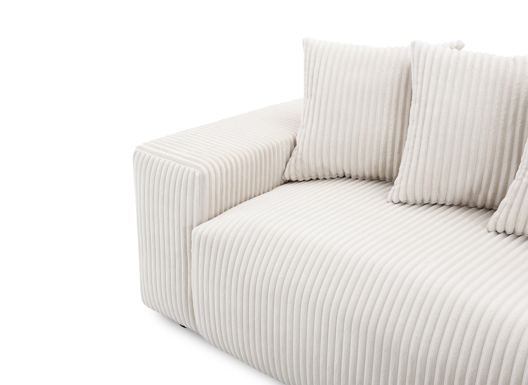 Canapé d'angle réversible convertible avec coffre en velours côtelé épais beige NOELIA