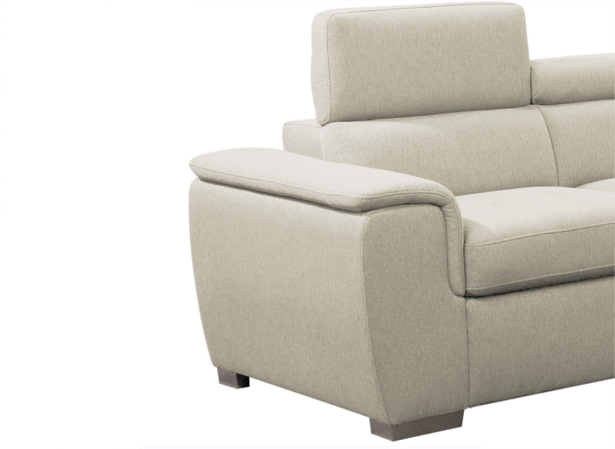Canapé panoramique convertible coffre de rangement en tissu beige GAELLE - Angle Gauche