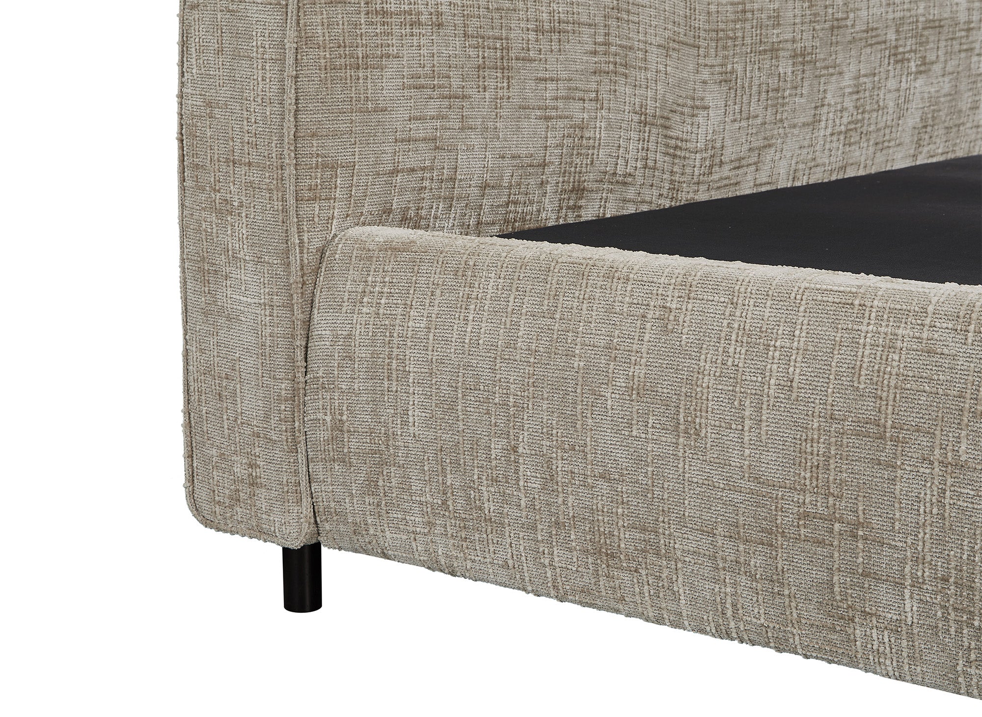 Lit coffre en velours chiné beige 180x200cm MELO