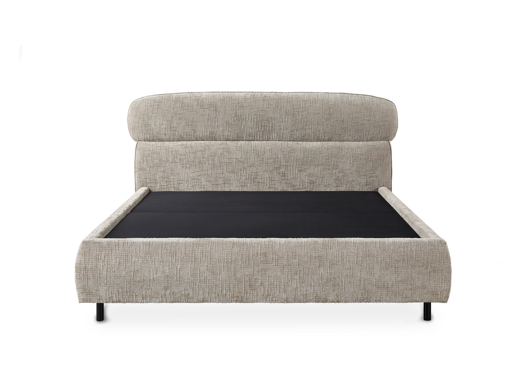 Lit coffre en velours chiné beige 180x200cm MELO