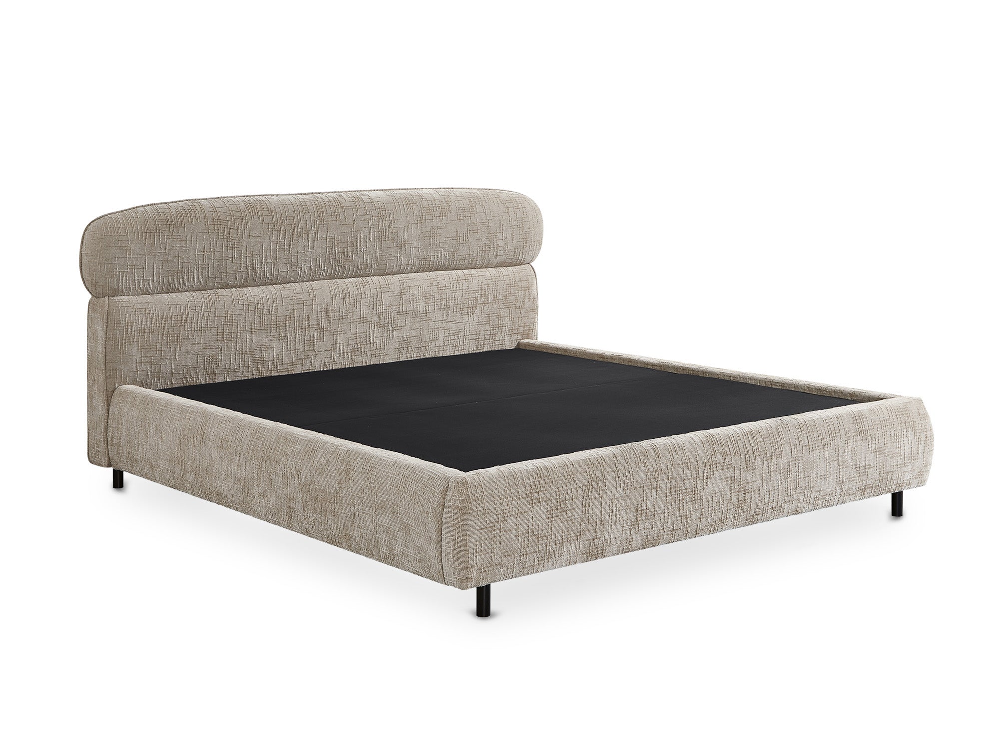 Lit coffre en velours chiné beige 180x200cm MELO