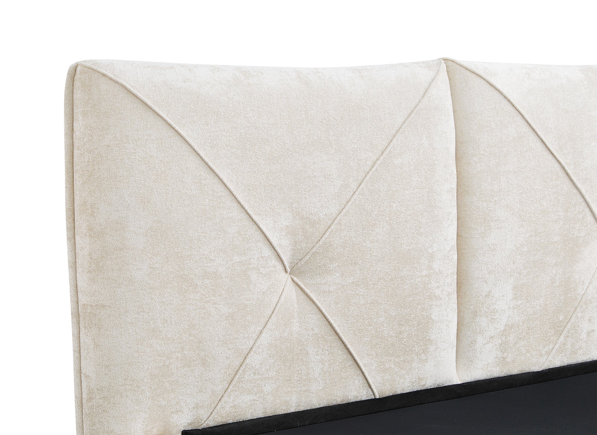 Lit coffre en tissu bouclette doux beige 140x190 cm NOAH