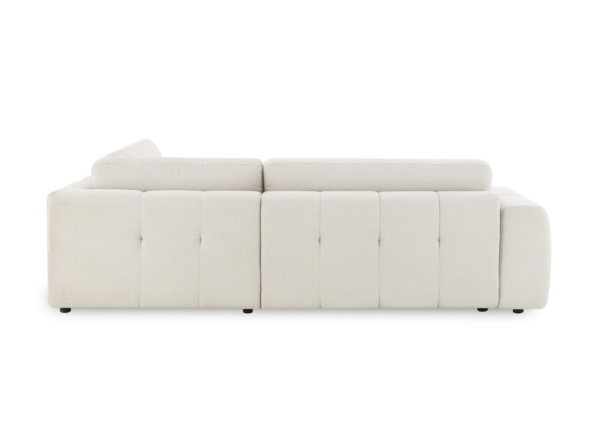 Canapé d'angle convertible avec coffre en tissu beige HAVEN - Angle droit
