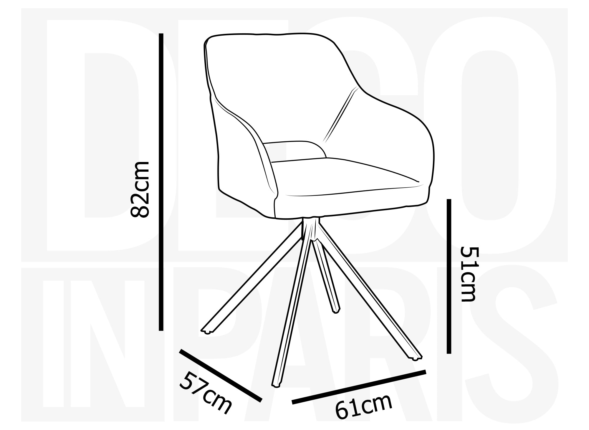 Lot de 2 chaises pivotantes design en tissu bouclette gris CIEL