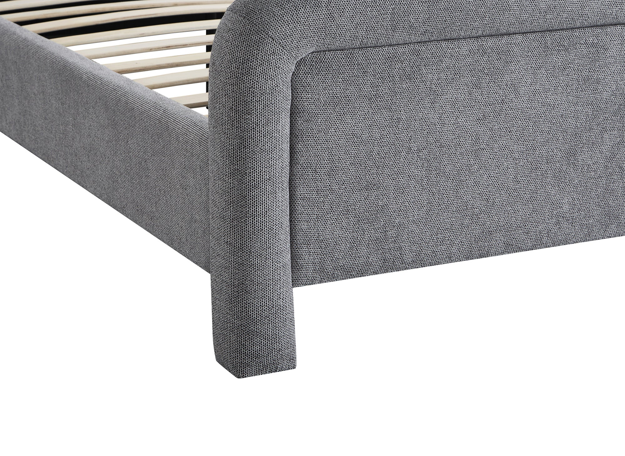 Lit double en tissu doux gris 160 x200 cm ANELA