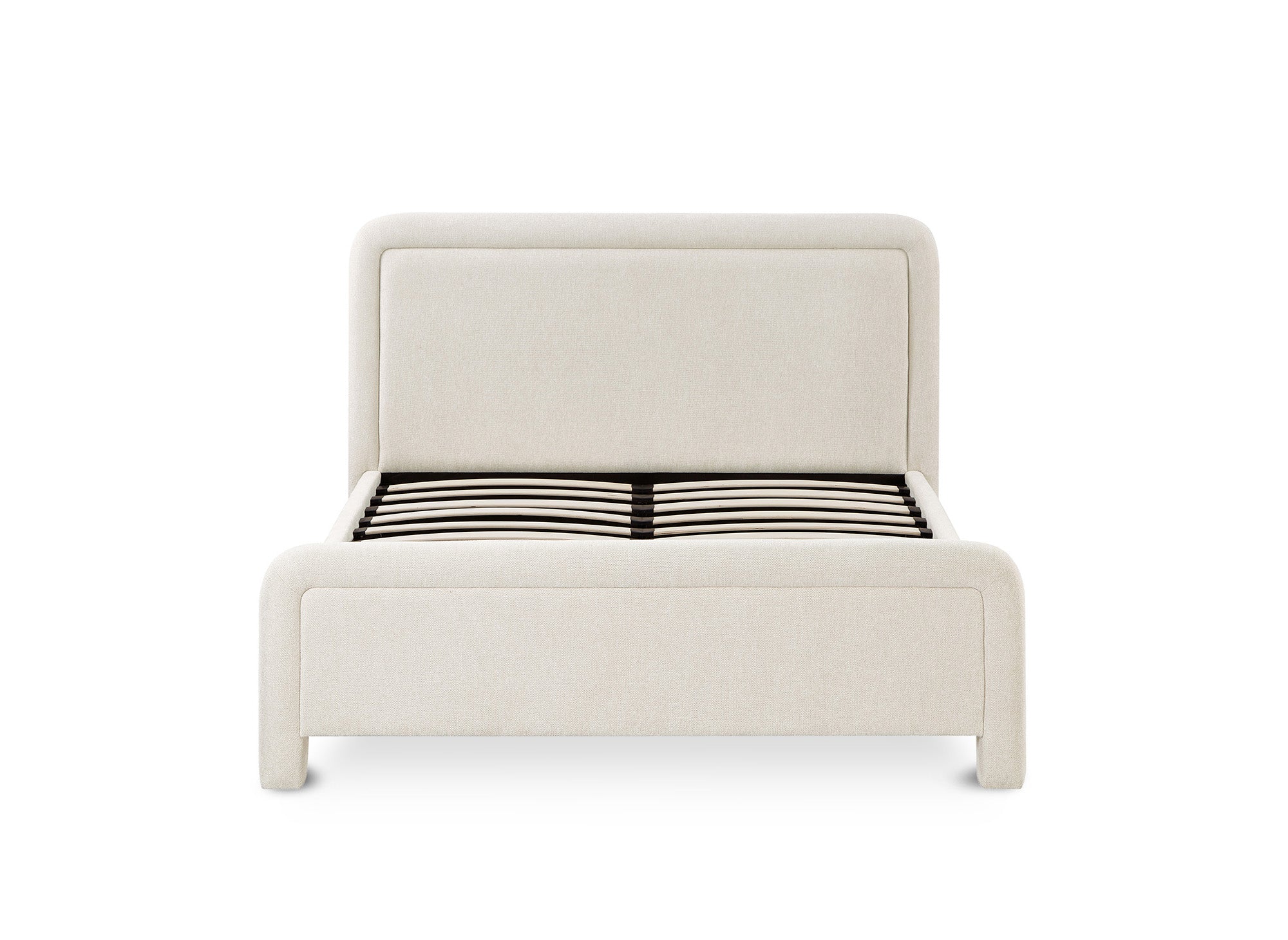 Lit double en tissu doux beige 140 x190 cm ANELA