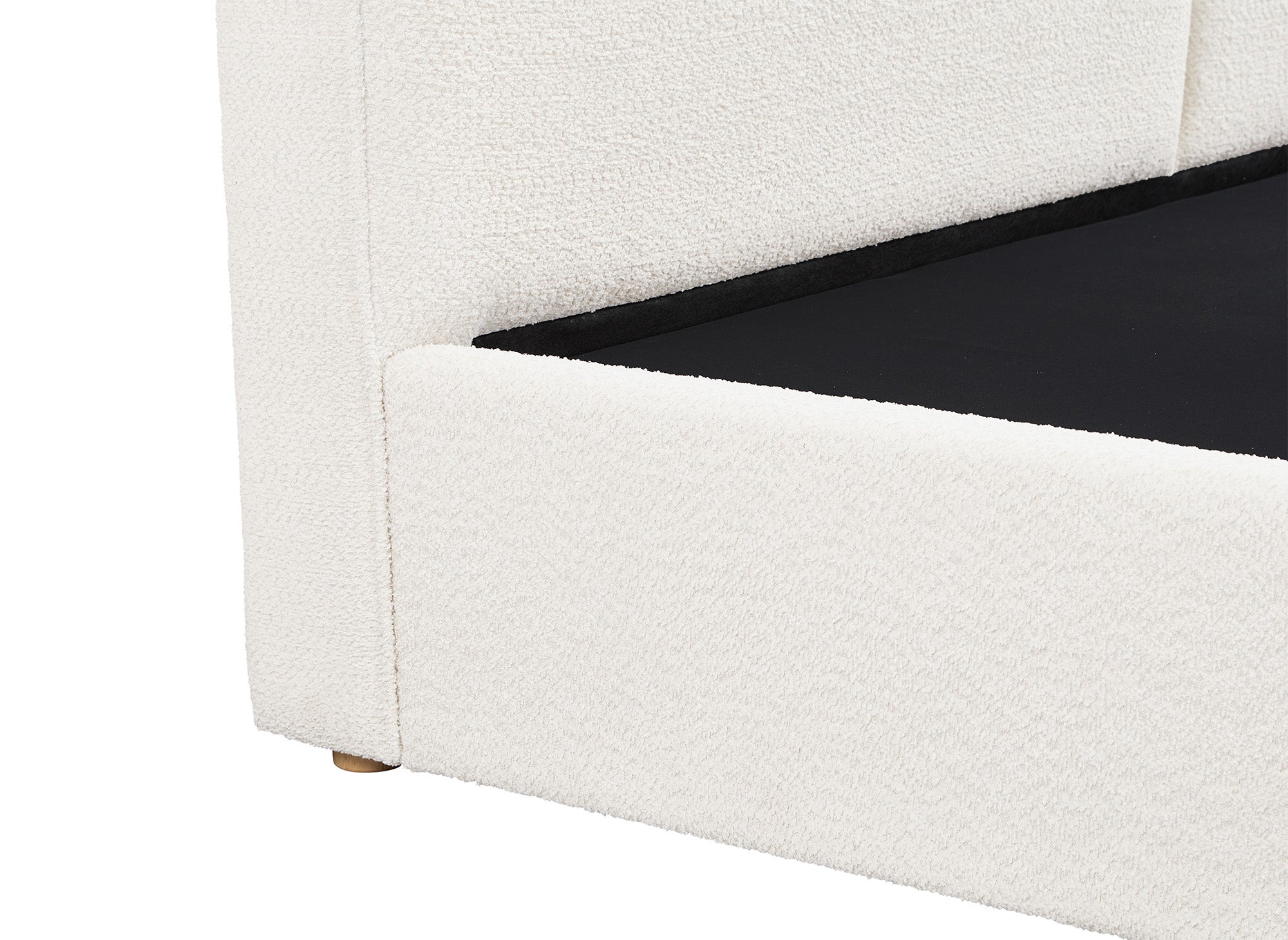 Lit coffre en tissu bouclette beige 140x190 cm ZELIA