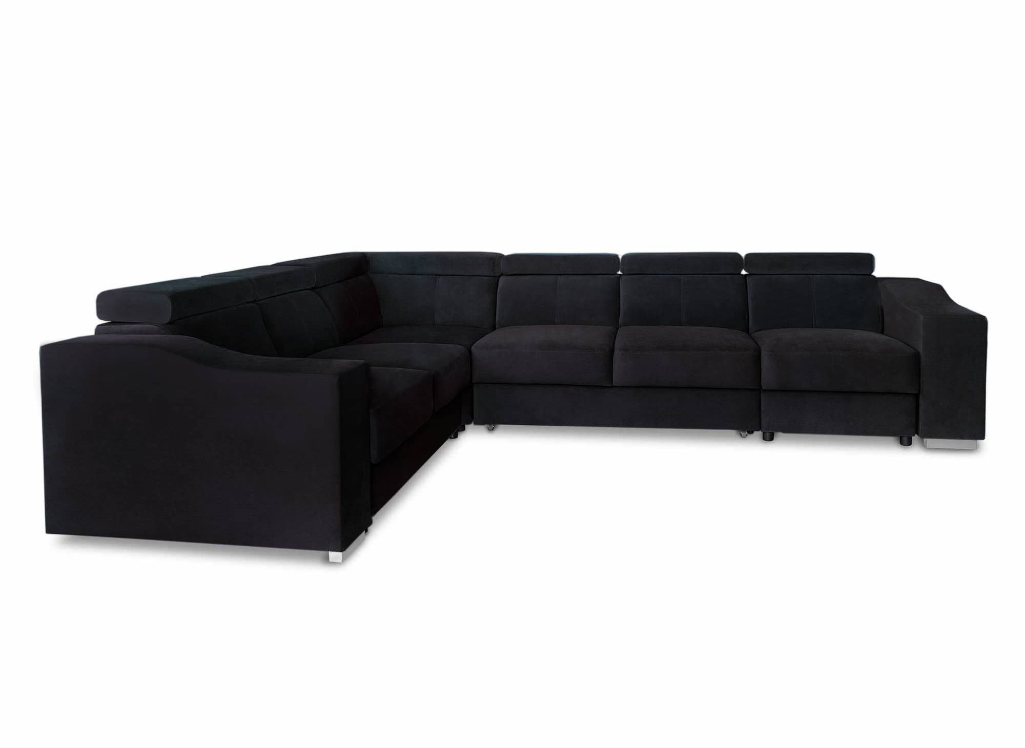 Canapé d'angle convertible réversible en velours noir LEONIE