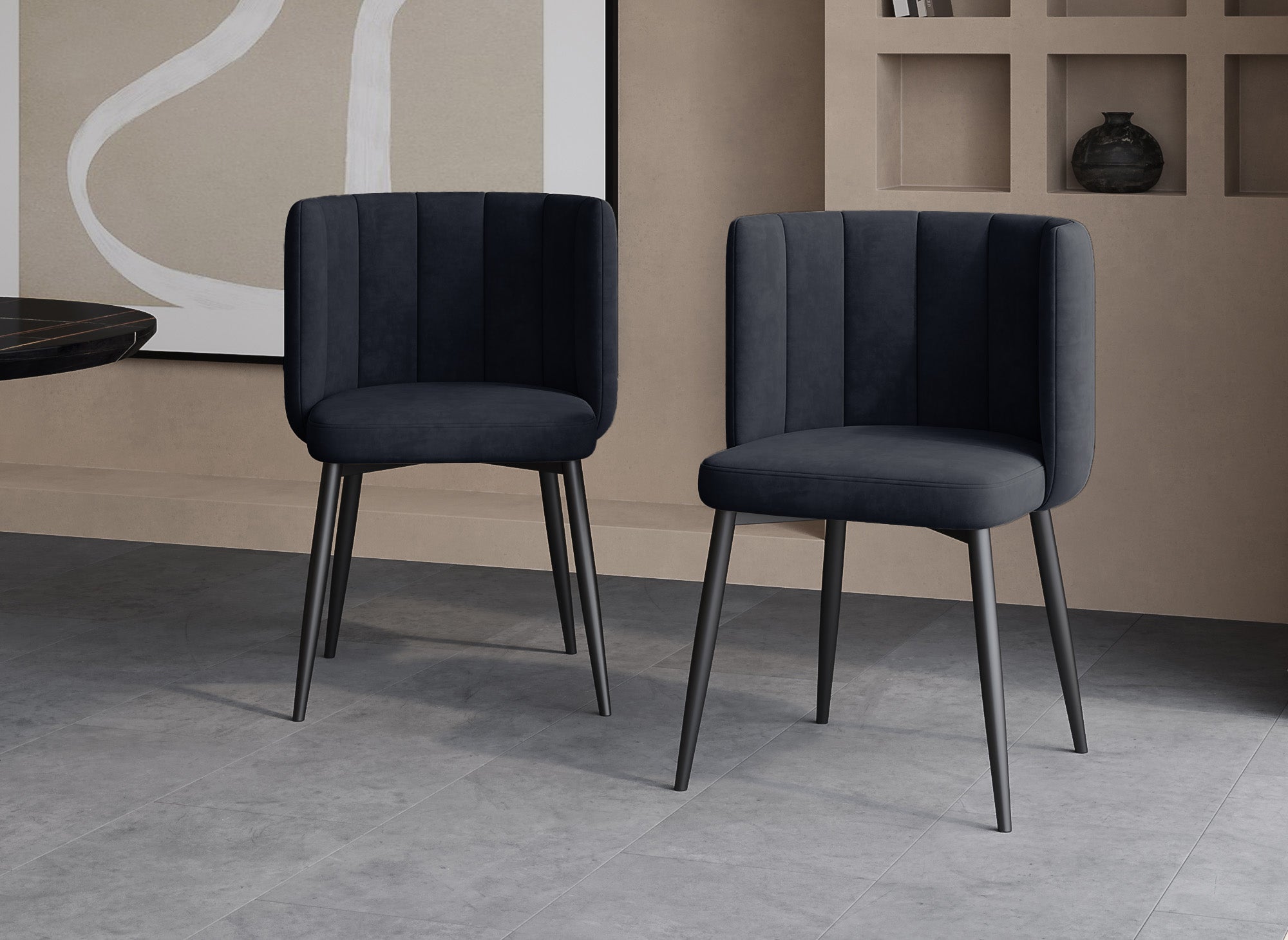Lot de 2 chaises design en velours noir DEBBY