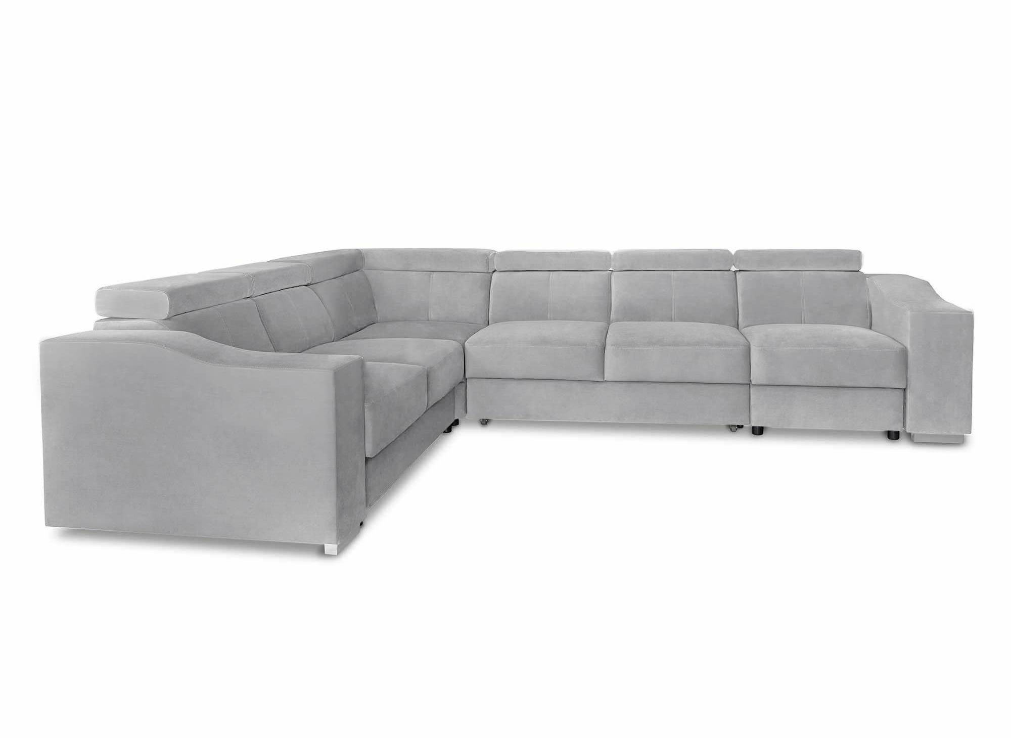 Canapé d'angle convertible réversible en velours gris clair LEONIE