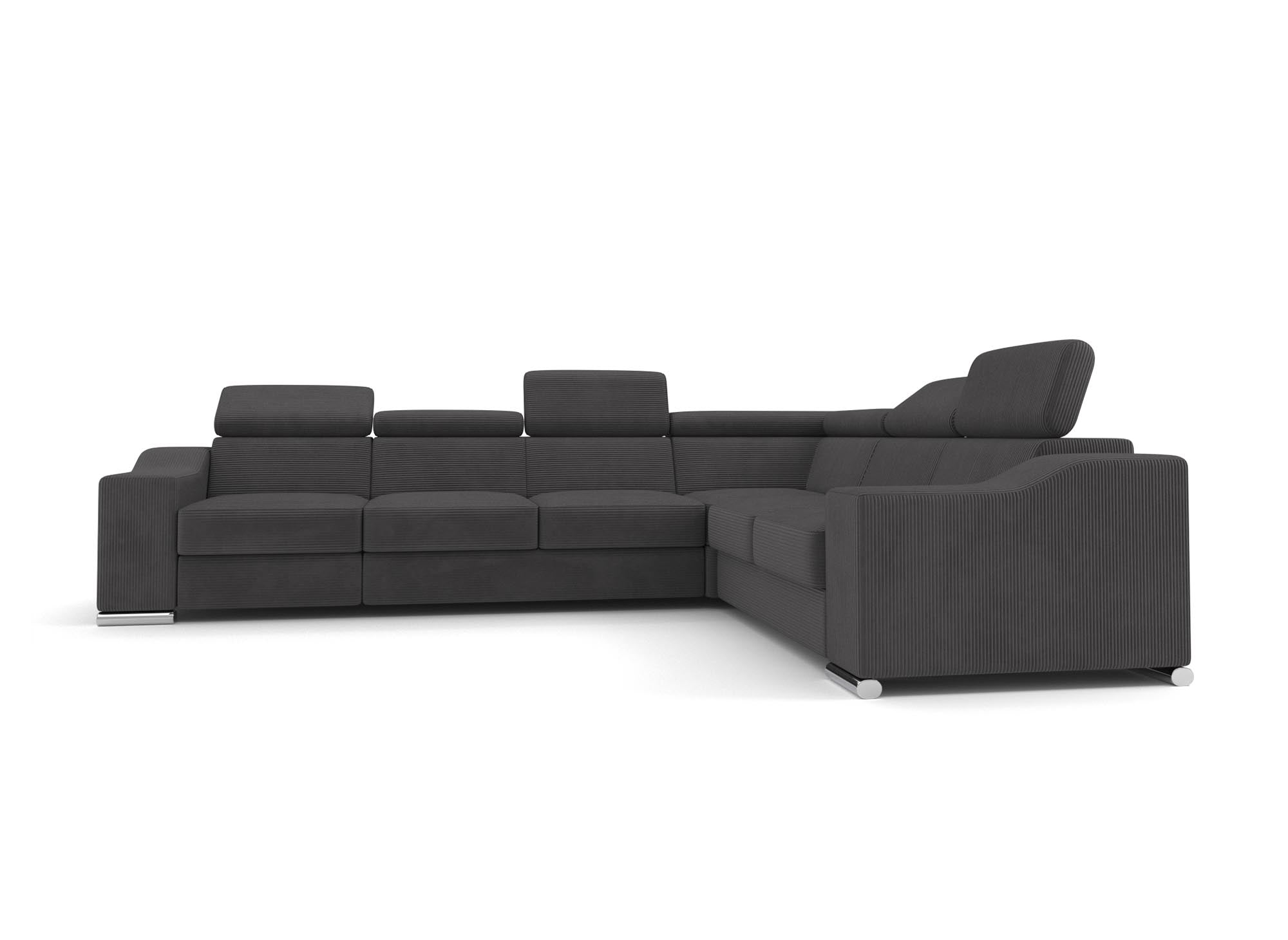 Canapé d'angle convertible réversible en velours côtelé gris anthracite LEONIE