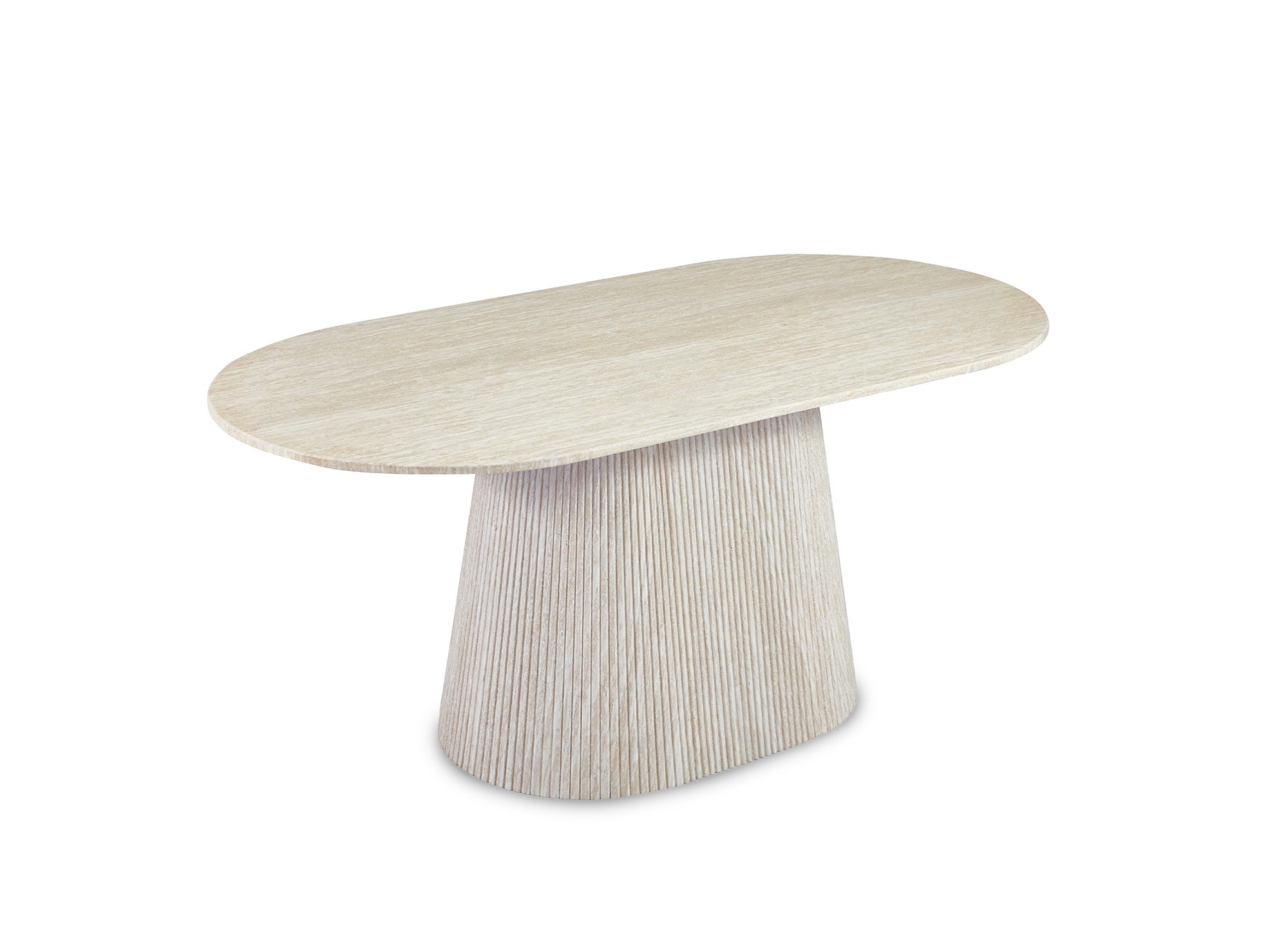 Table à manger ovale en marbre composite beige 6 personnes TIANA