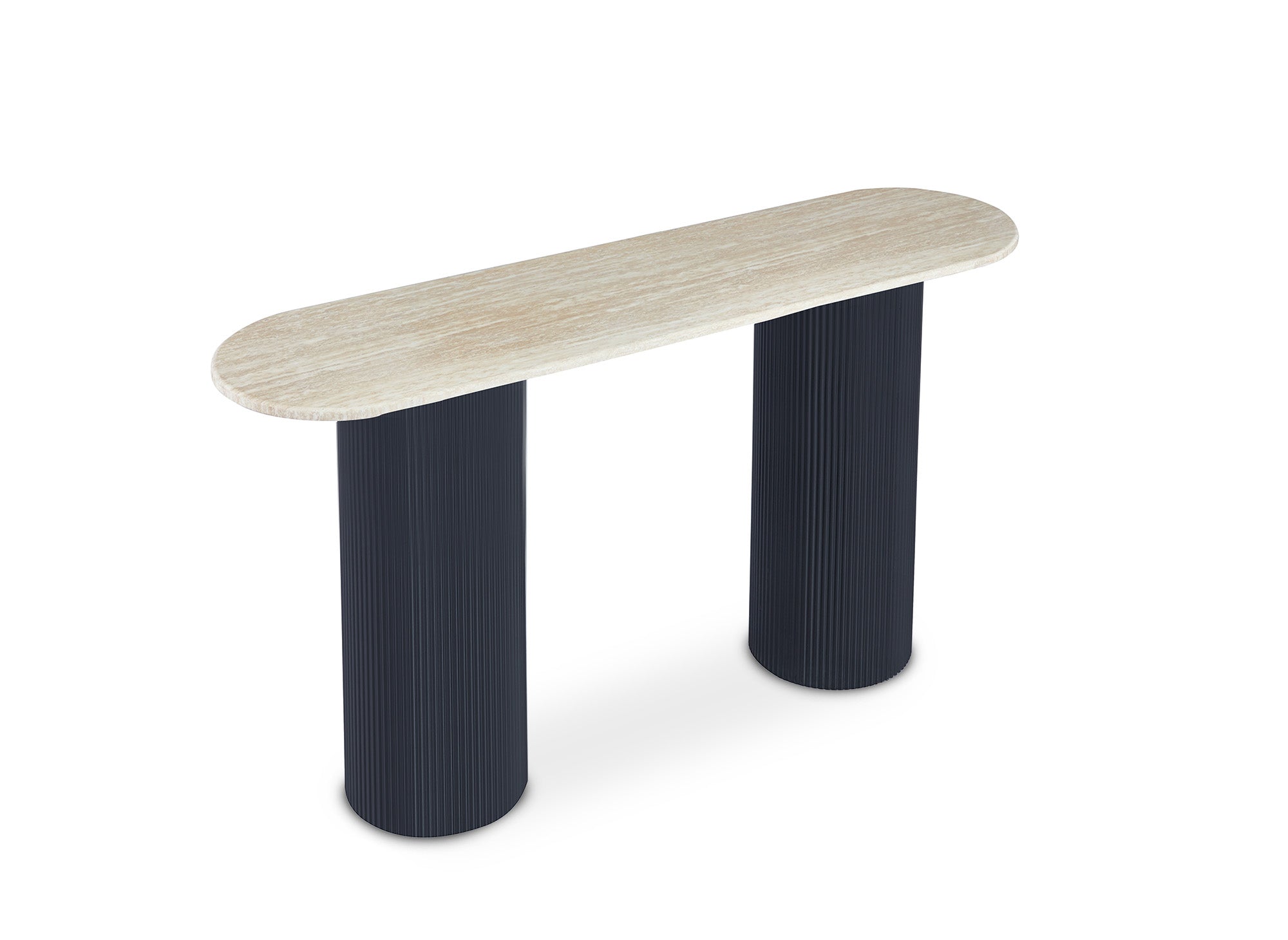 Console en marbre composite beige pieds noir DHARA BLACK