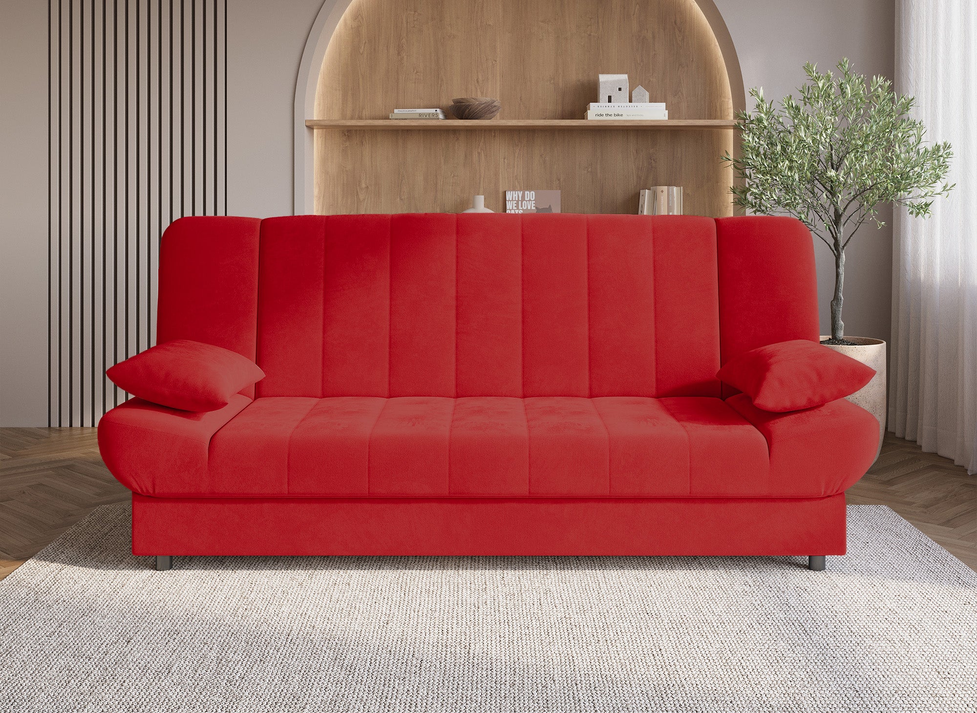 Canapé clic-clac convertible rouge KOTI