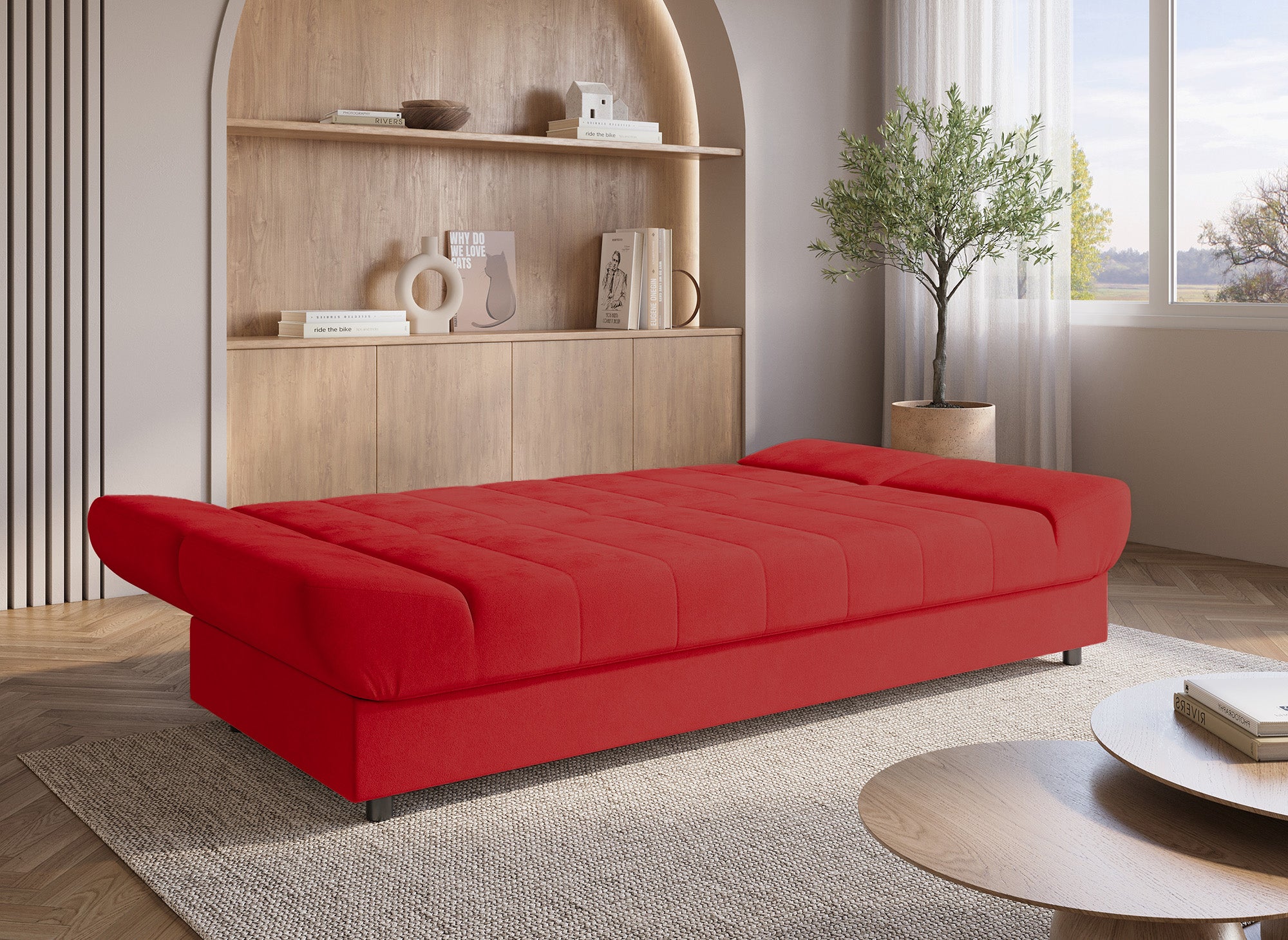 Canapé clic-clac convertible rouge KOTI