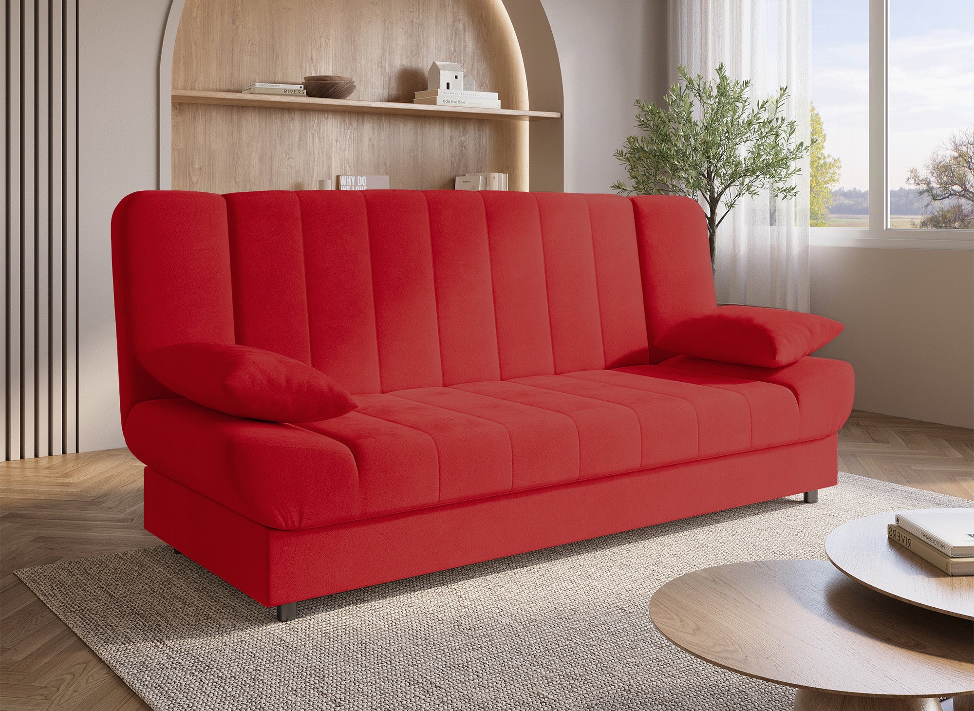 Canapé clic-clac convertible rouge KOTI