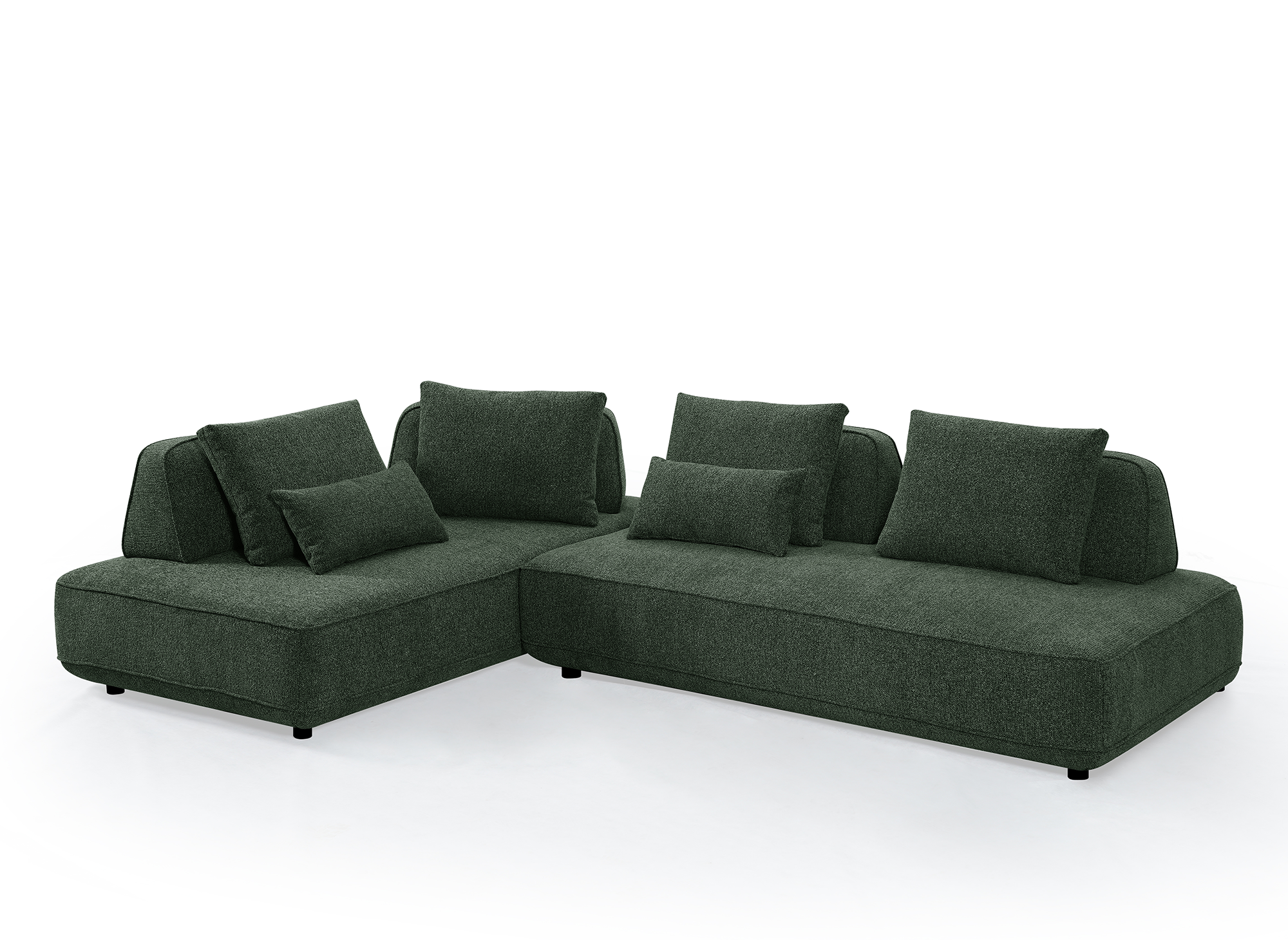 Canapé d'angle réversible en tissu bouclette vert kaki ISAORA