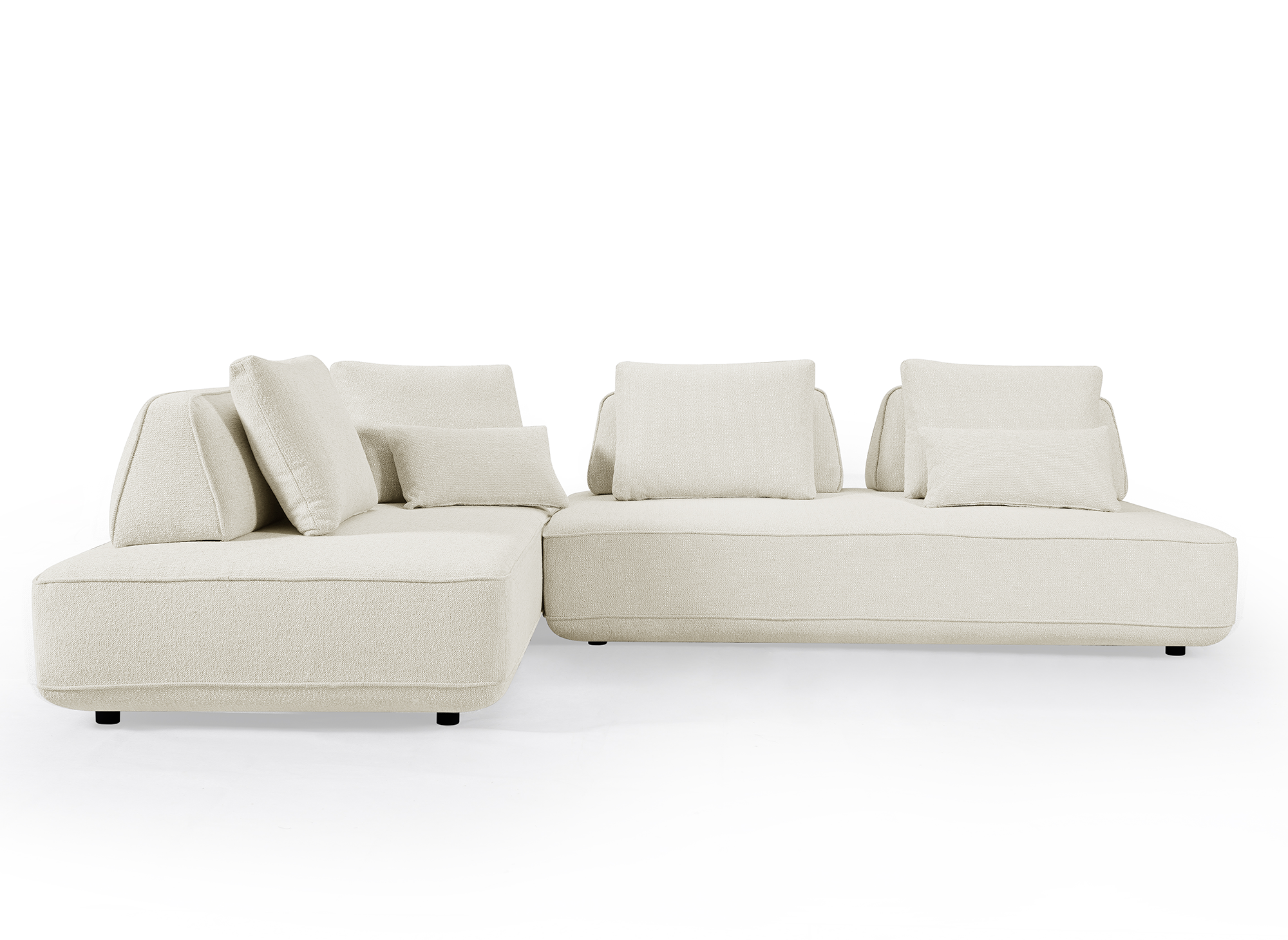 Canapé d'angle réversible en velours chiné beige ISAORA