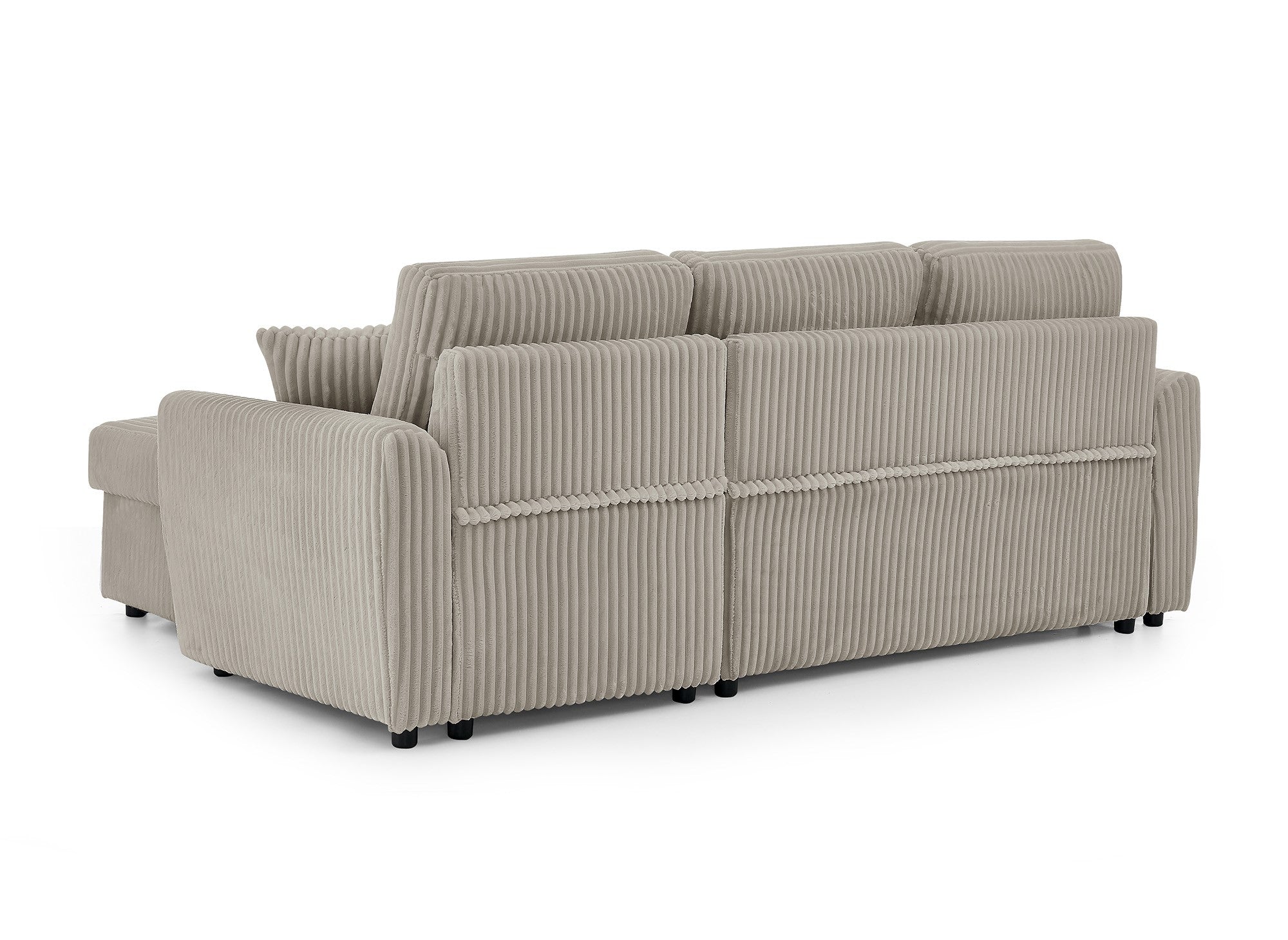 Canapé d'angle convertible et réversible avec coffre en velours côtelé épais taupe ADRYEN