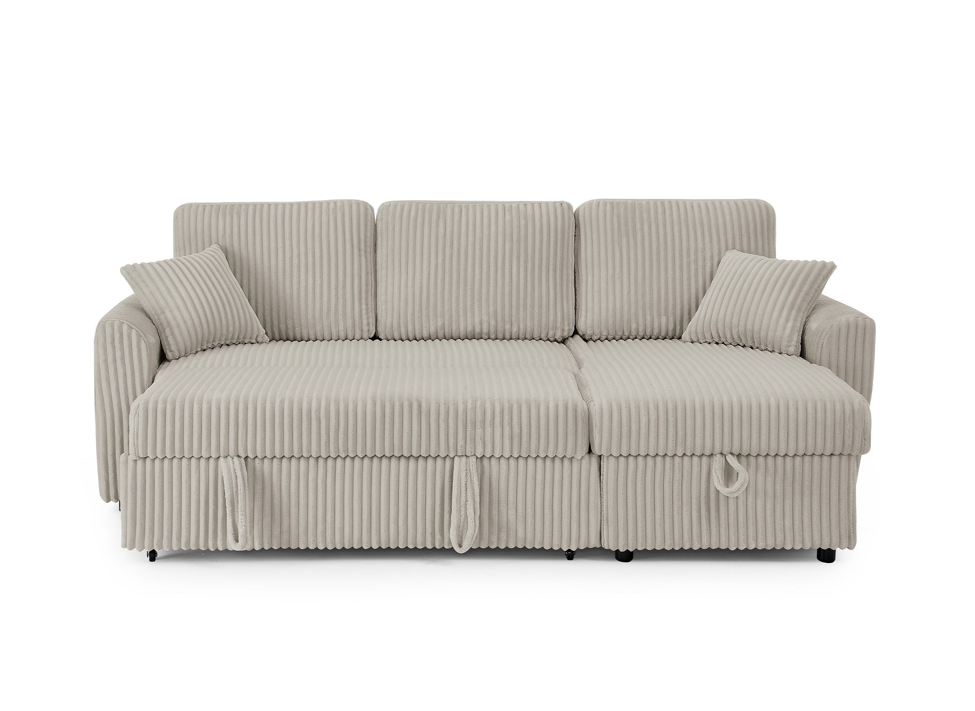 Canapé d'angle convertible et réversible avec coffre en velours côtelé épais taupe ADRYEN