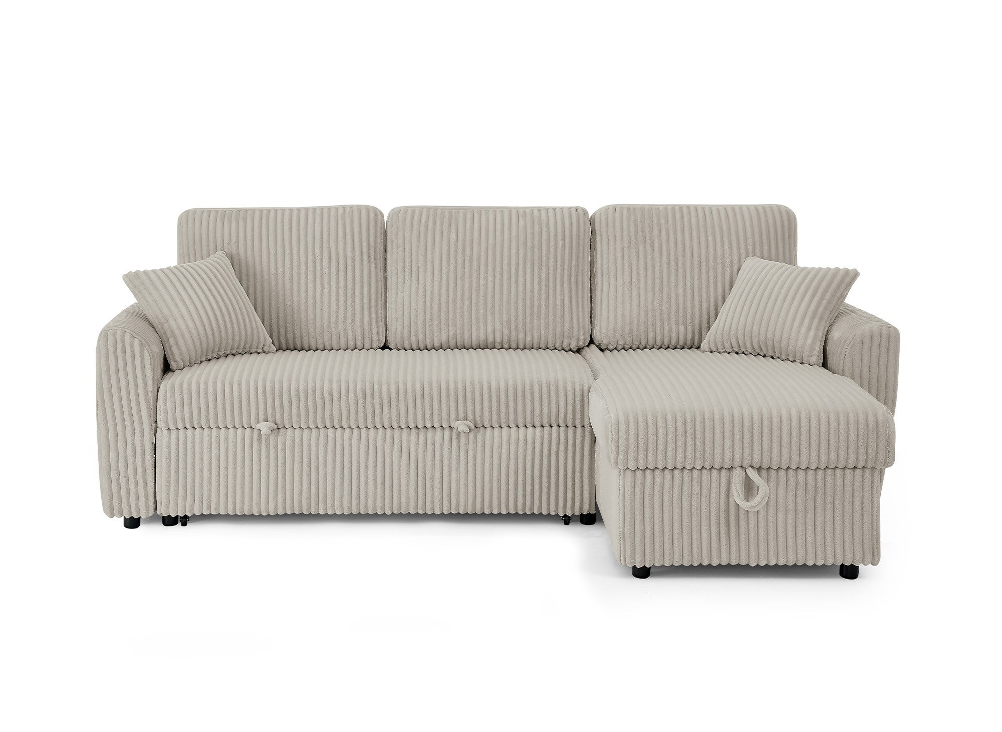 Canapé d'angle convertible et réversible avec coffre en velours côtelé épais taupe ADRYEN