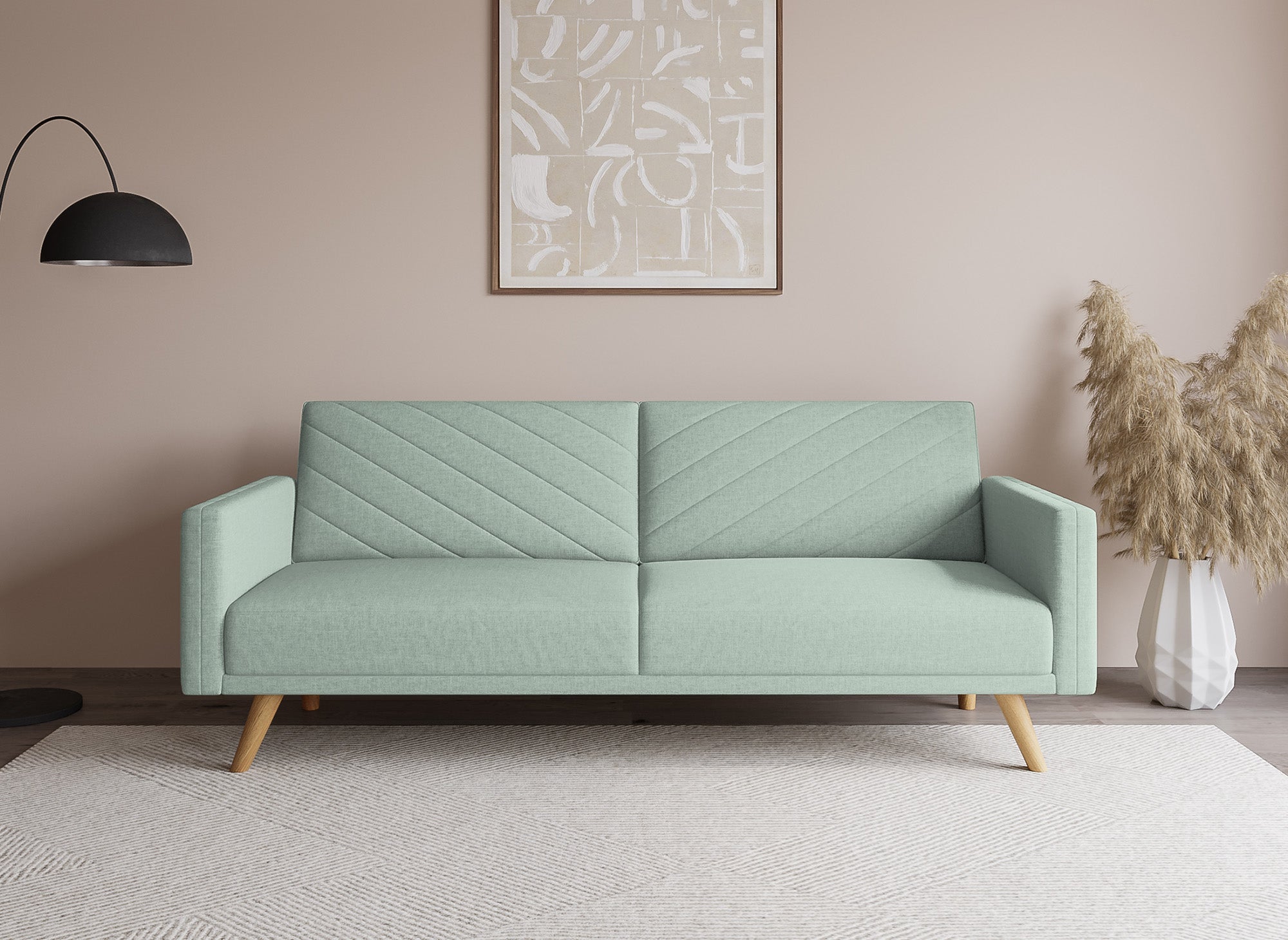 Canapé 3 places convertible scandinave en tissu vert d'eau BALDER