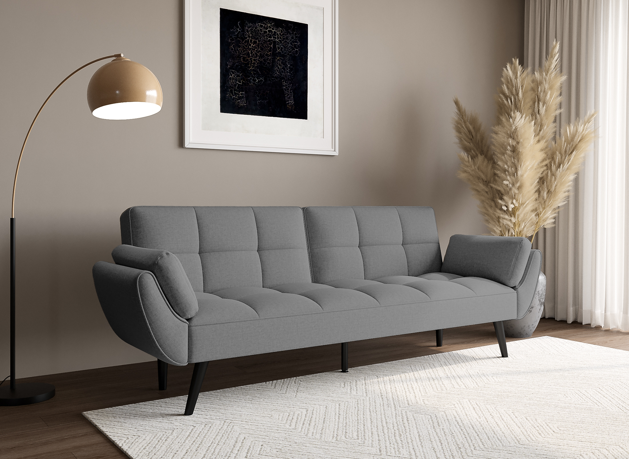 Canapé clic clac 3 places en tissu gris clair NARA