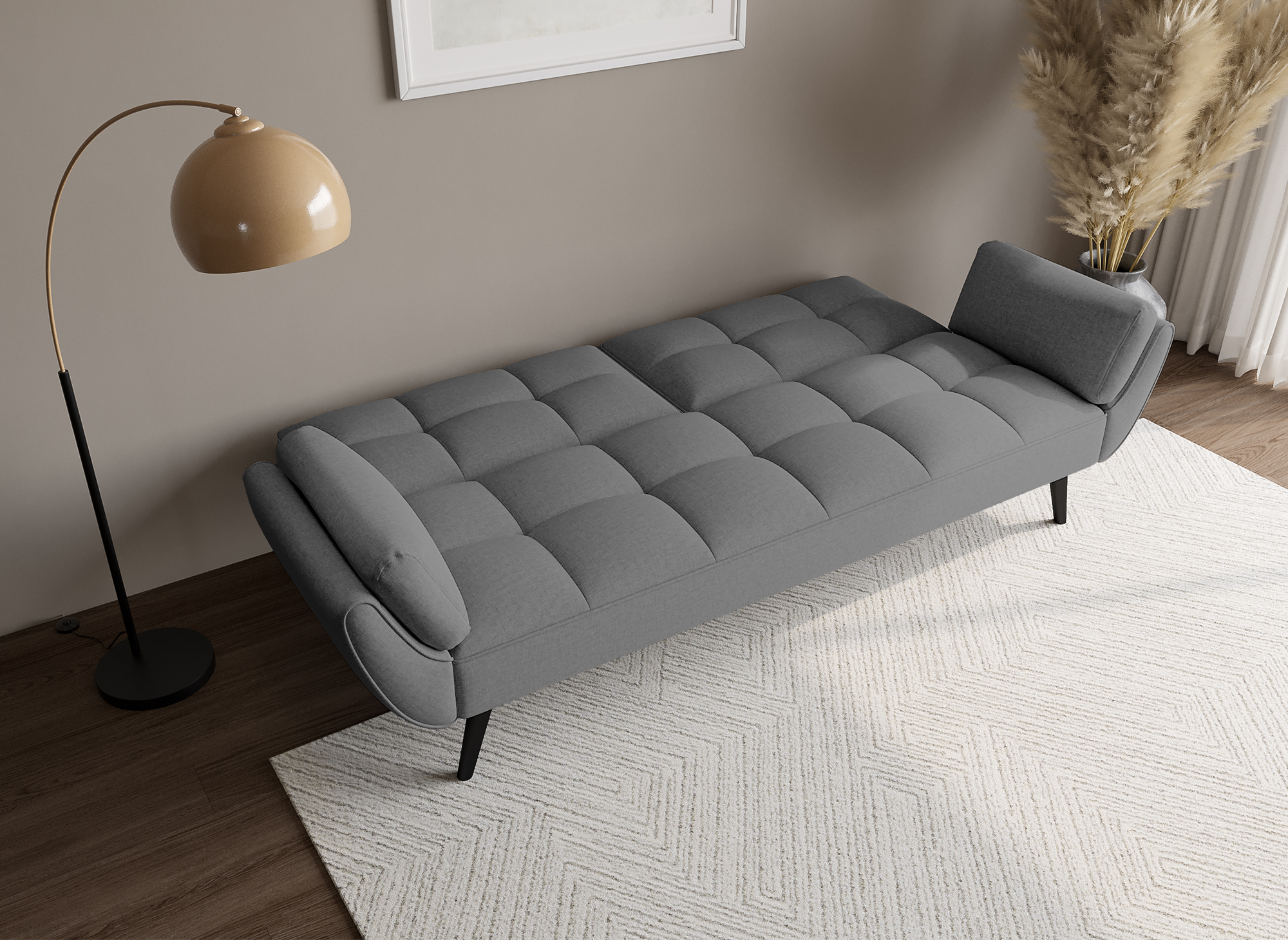 Canapé clic clac 3 places en tissu gris clair NARA