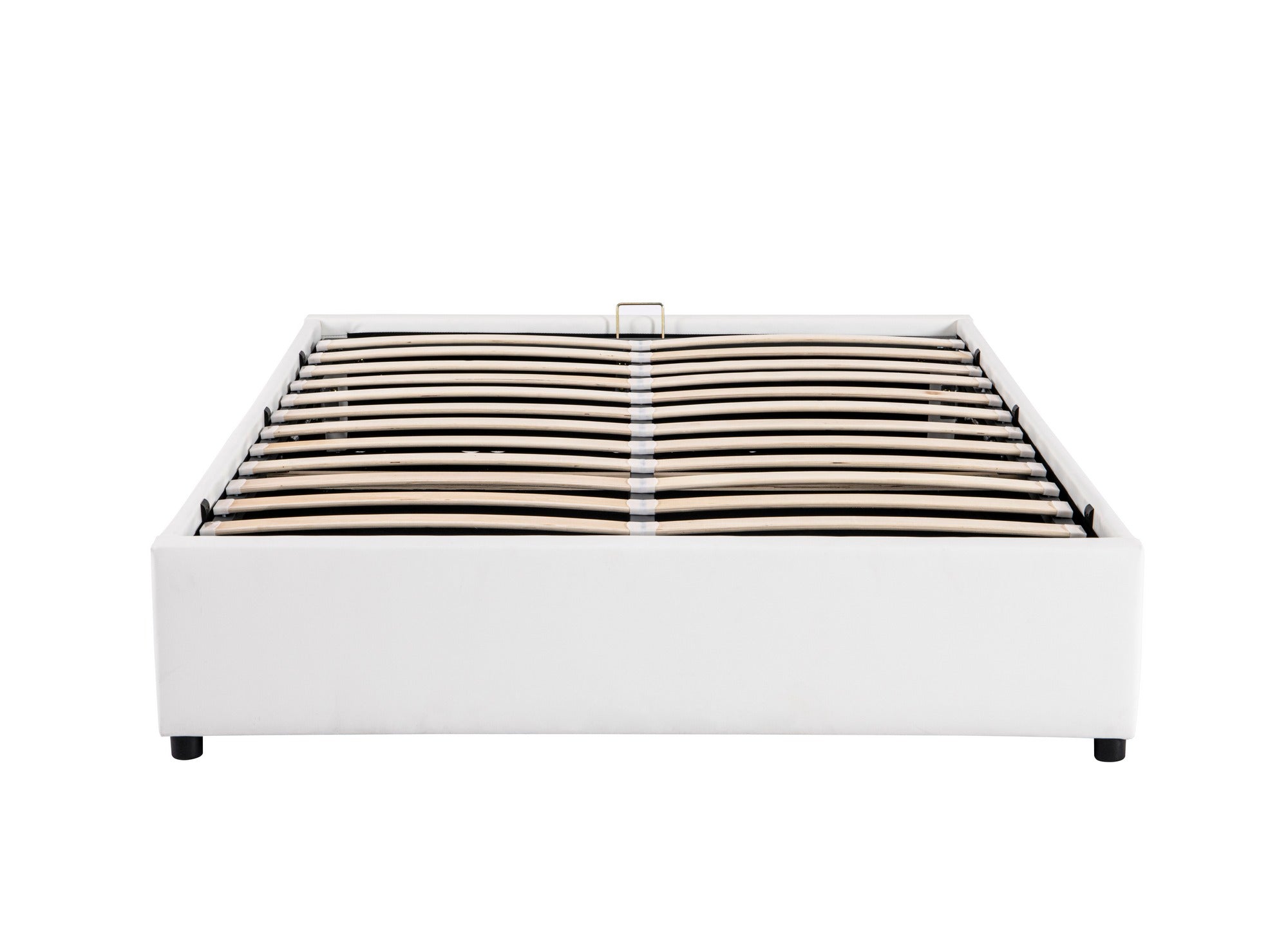 Lit sommier relevable avec coffre en simili cuir blanc 160x200 cm LIZBAN