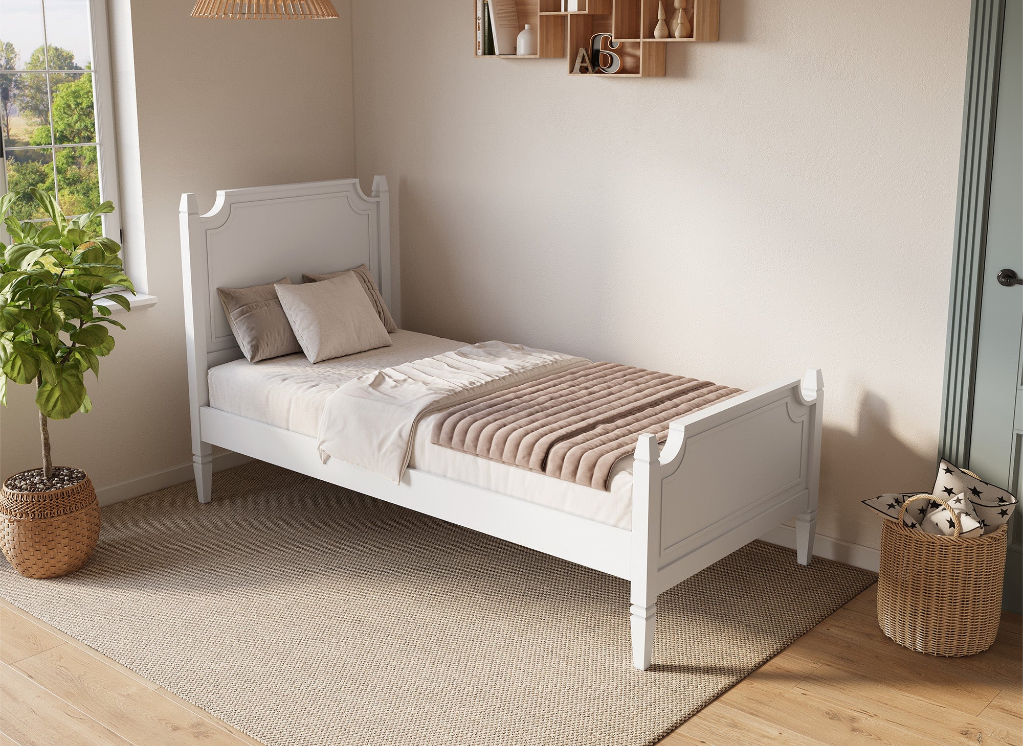 Lit 1 personne en bois blanc PAULINE 90 x 190 cm