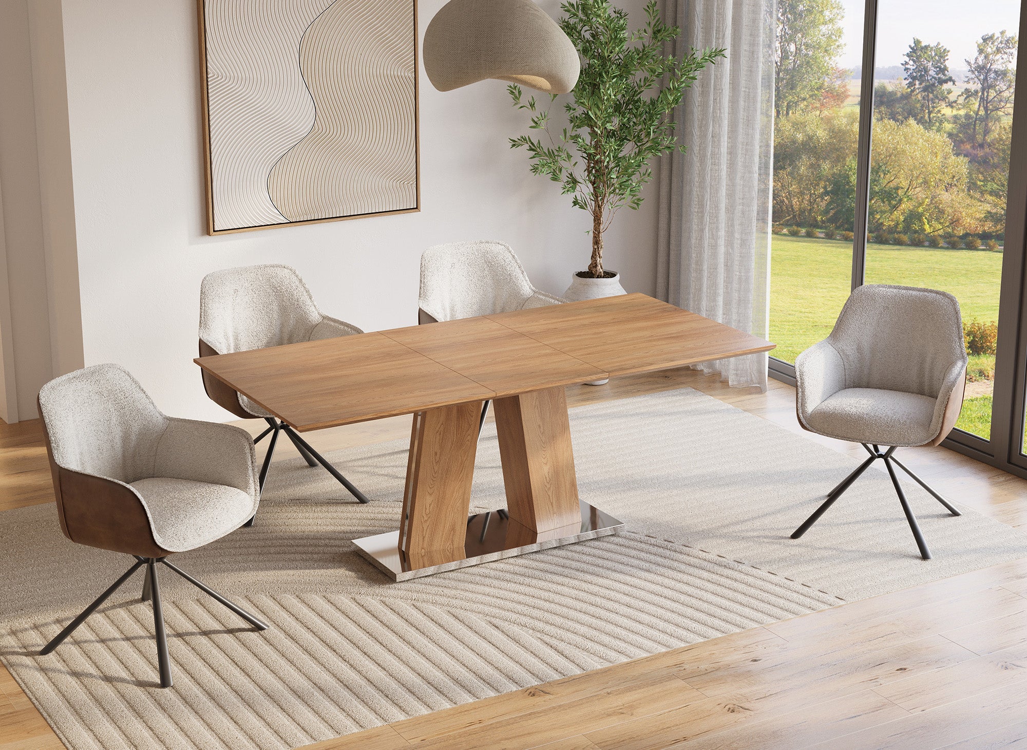 Table à manger rectangulaire en bois extensible 8 personnes YANNA