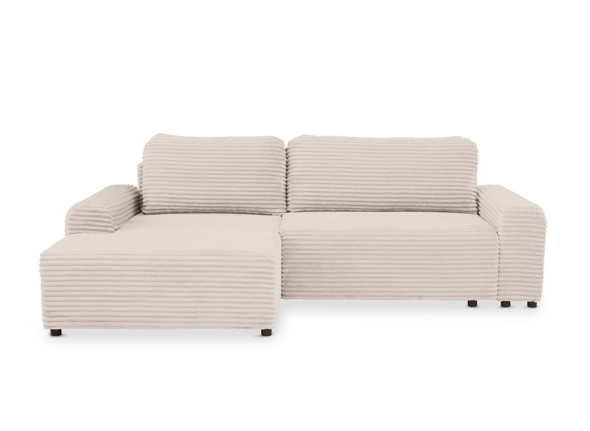 Canapé d'angle gauche convertible avec coffre en velours côtelé épais beige BALI - Angle gauche