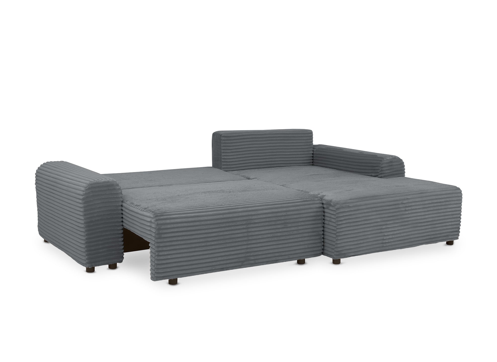 Canapé d'angle droit convertible avec coffre en velours côtelé épais gris foncé BALI - Angle droit