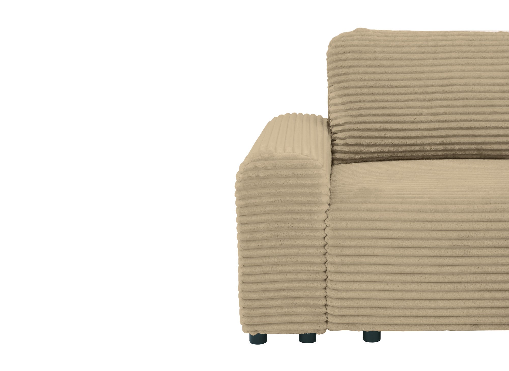 Canapé d'angle droit convertible avec coffre en velours côtelé épais taupe BALI - Angle droit