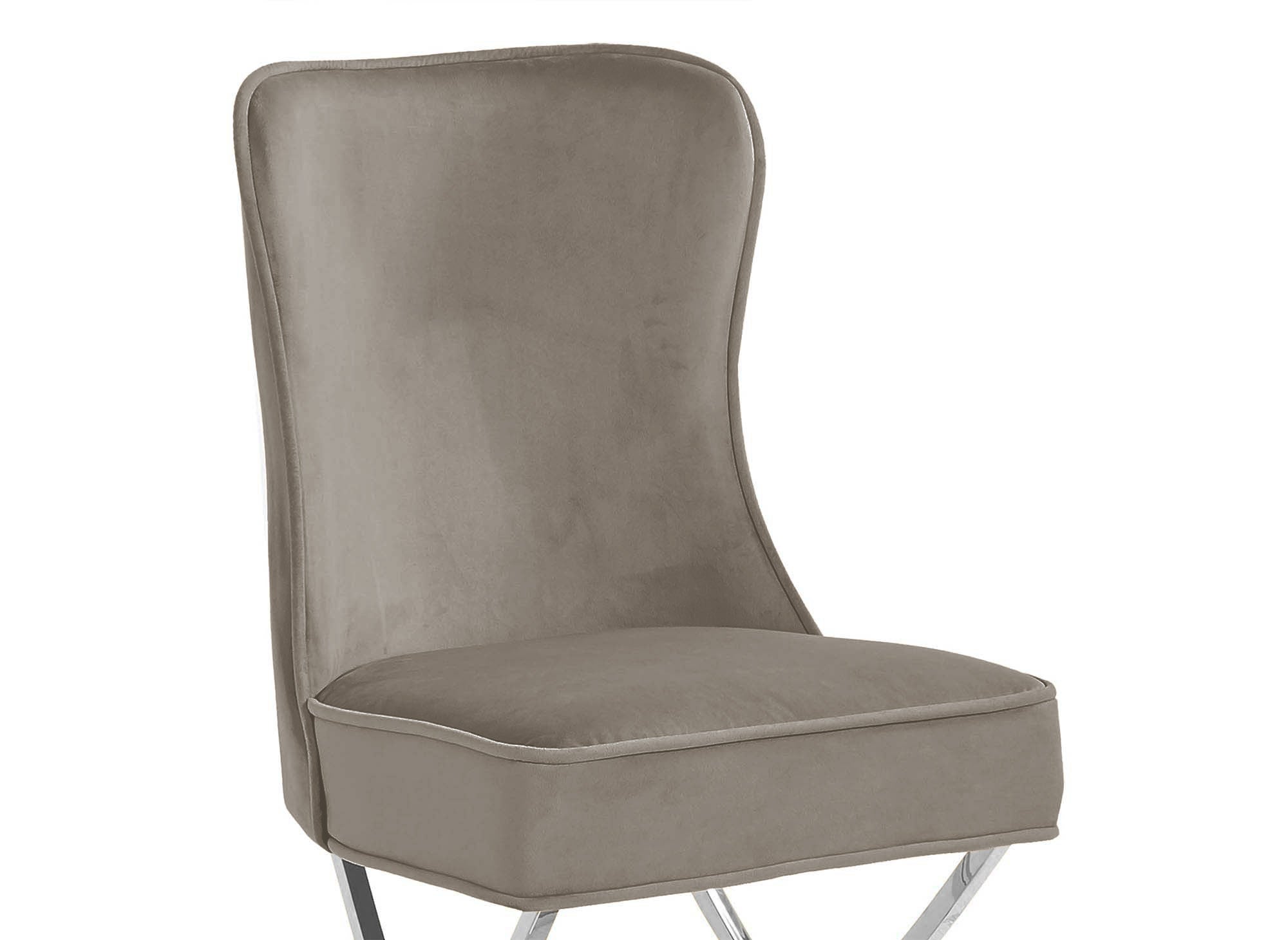 Lot de 2 chaises en velours beige pieds en métal argenté ETHAN