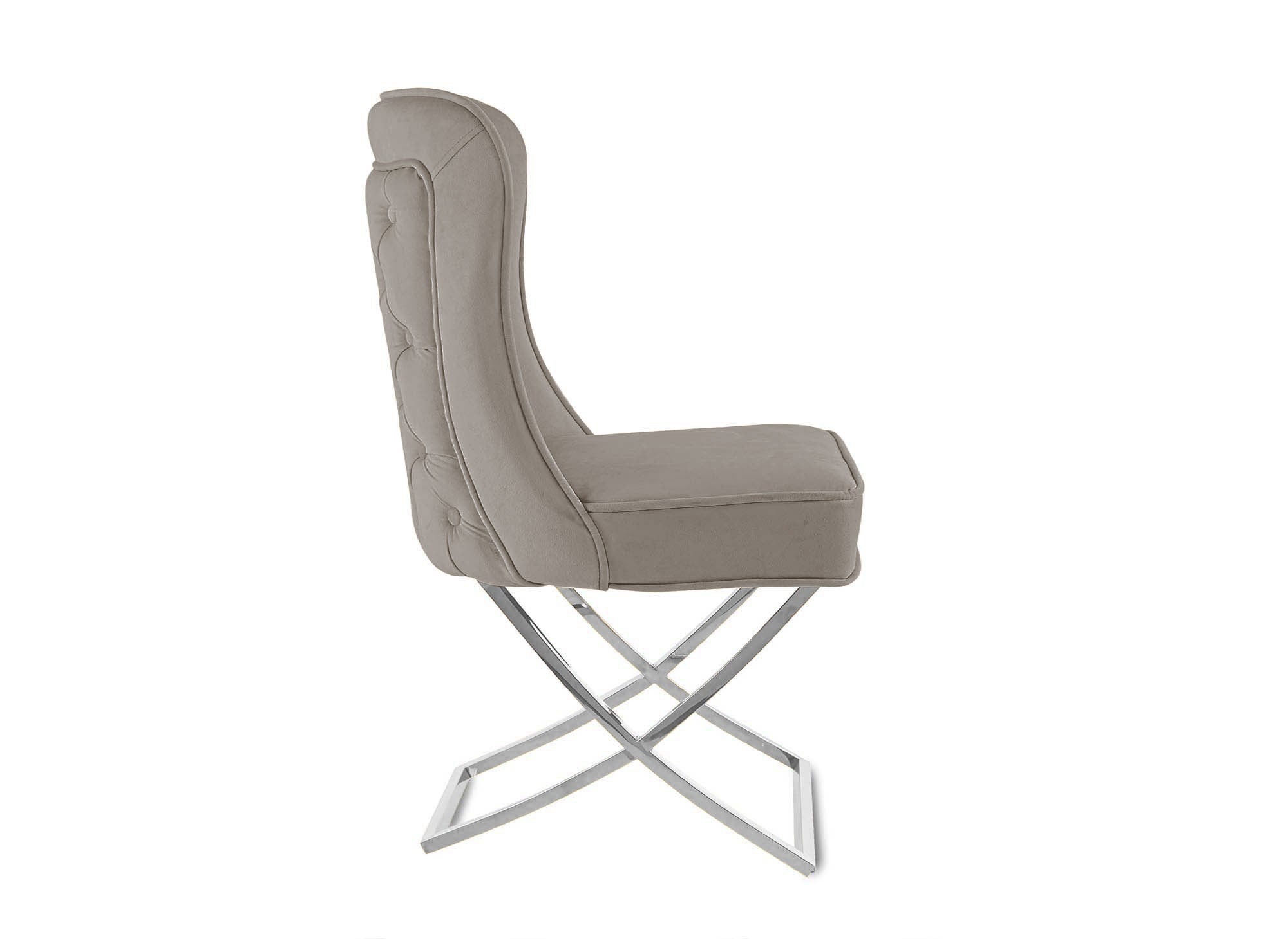 Lot de 2 chaises en velours beige pieds en métal argenté ETHAN