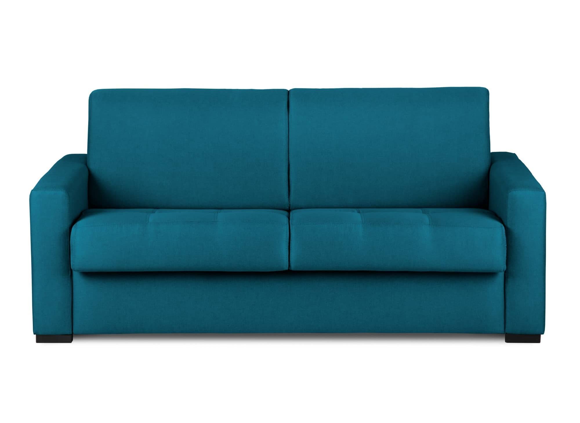 Canapé convertible 3 places LOUNA en tissu bleu pétrole ouverture express