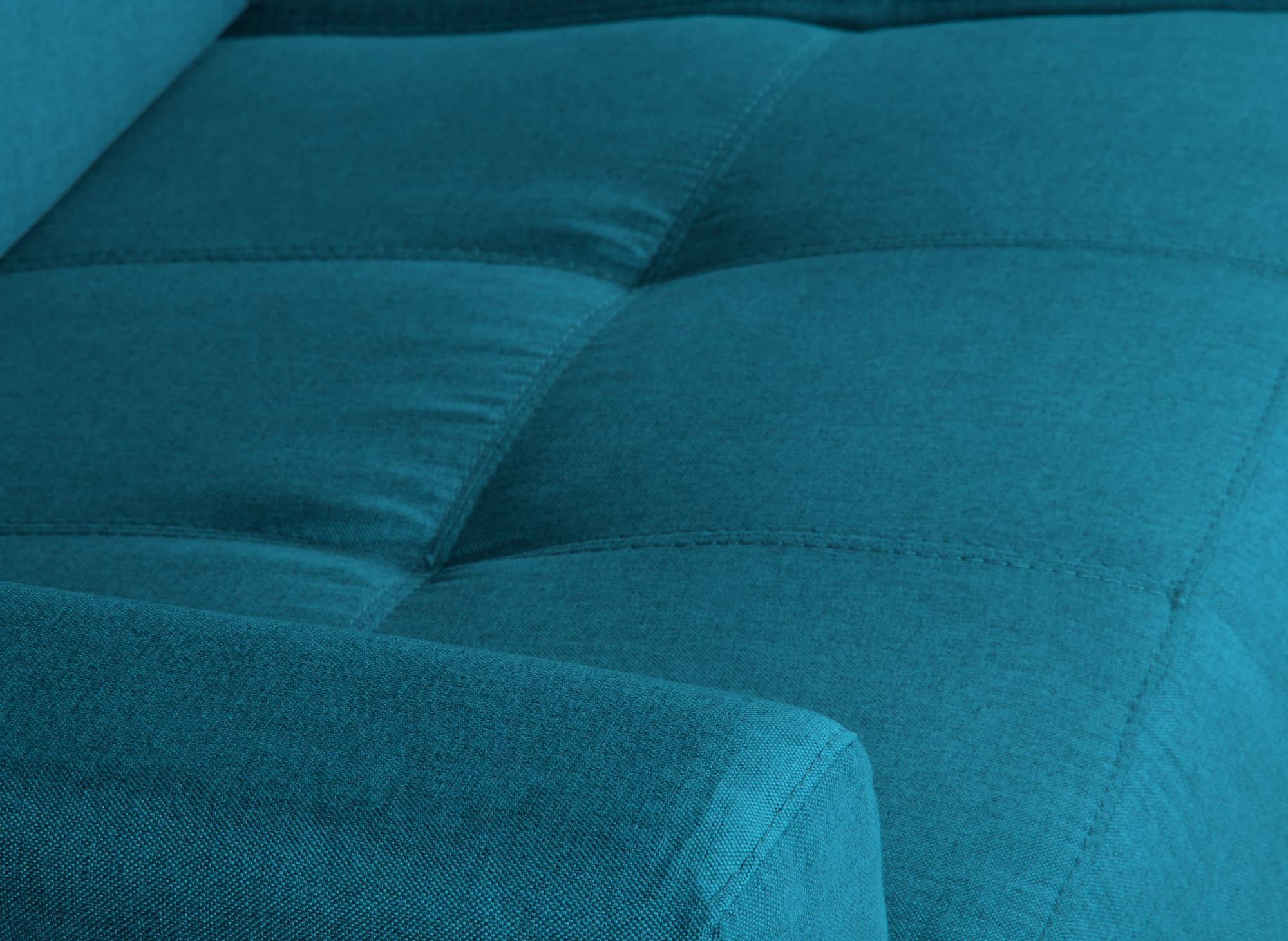 Canapé convertible 3 places LOUNA en tissu bleu pétrole ouverture express