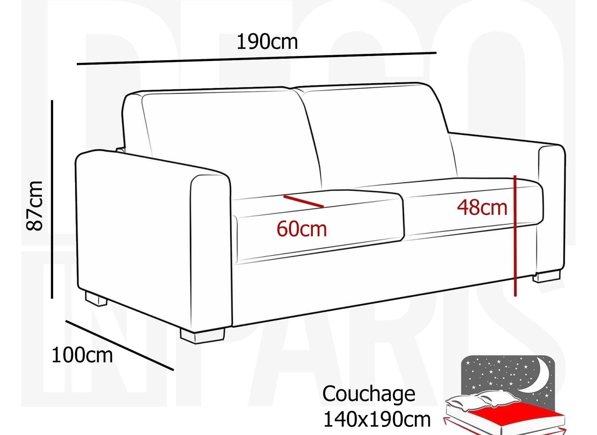 Canapé convertible 3 places LOUNA en tissu bleu denim ouverture express
