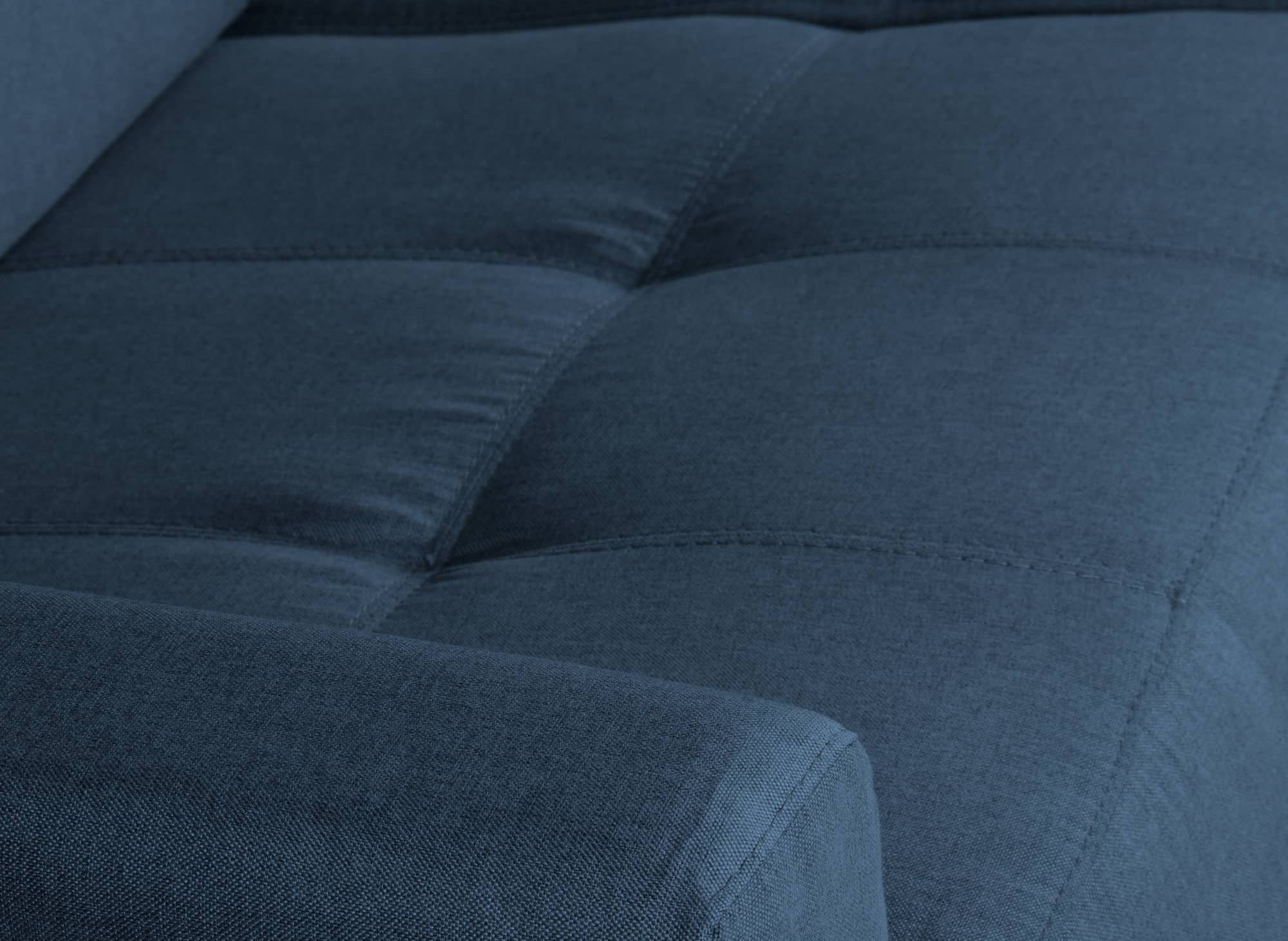 Canapé convertible 3 places LOUNA en tissu bleu denim ouverture express