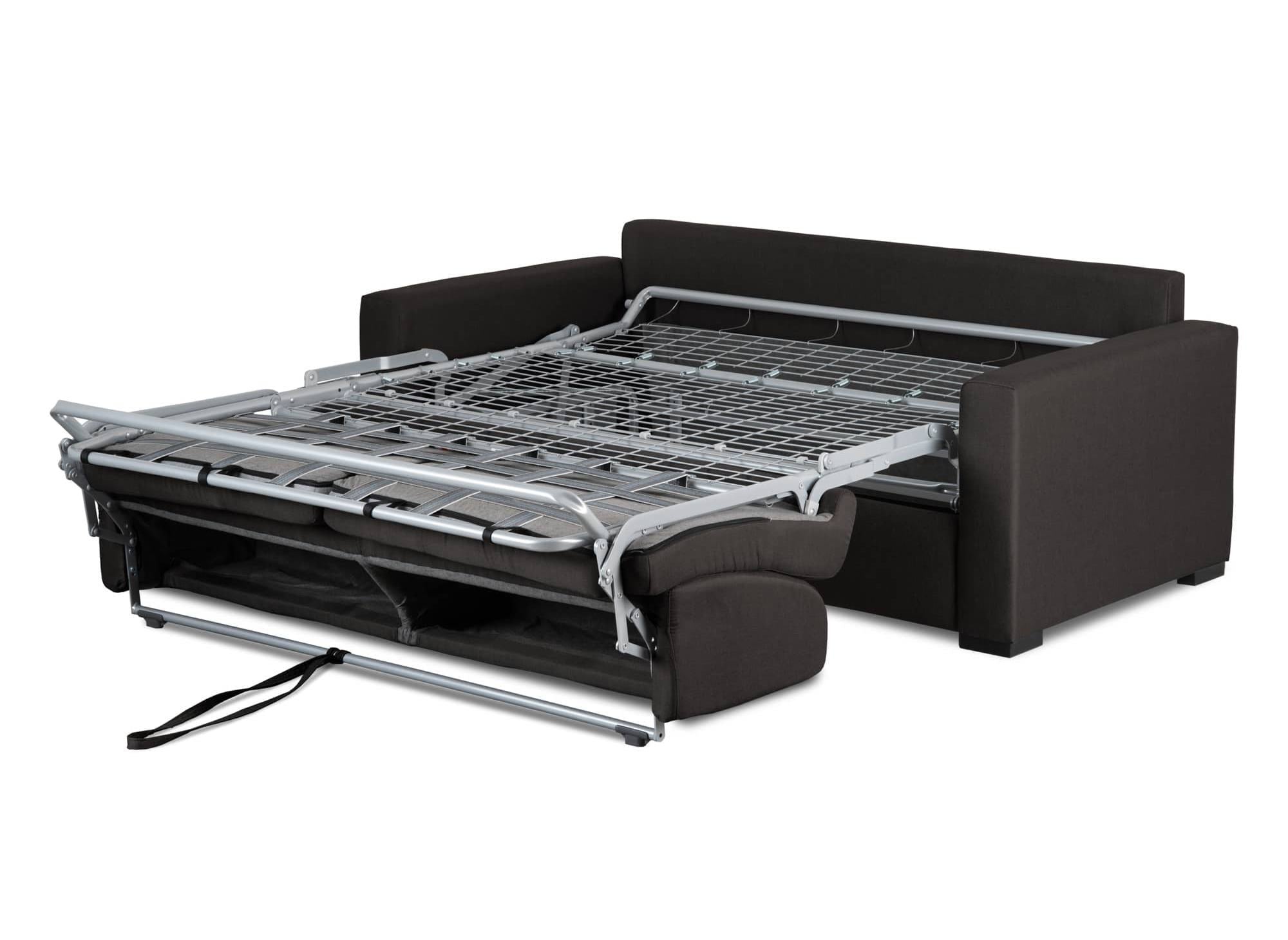Canapé convertible 3 places LOUNA en tissu gris carbon ouverture express