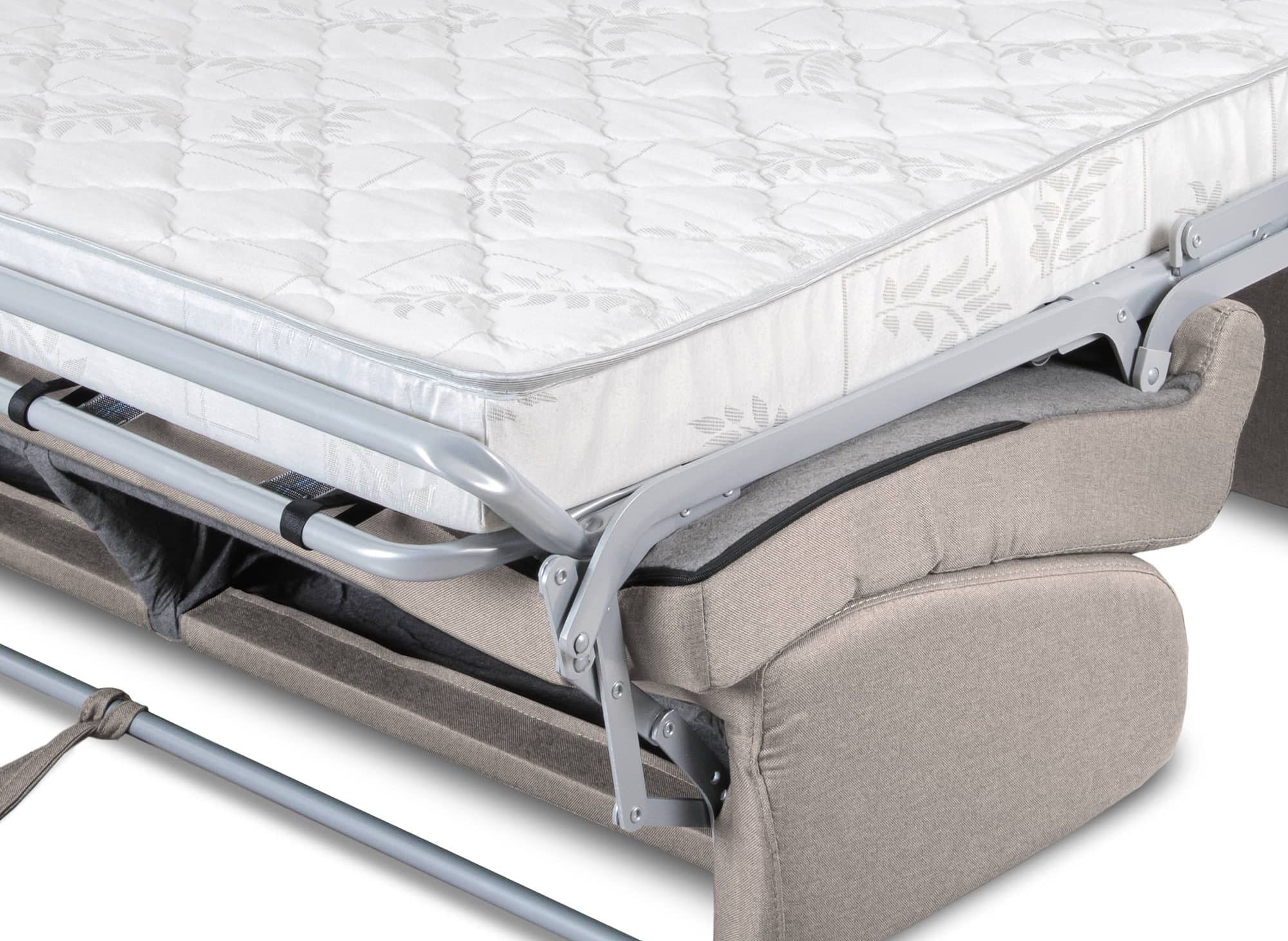 Canapé convertible 3 places LOUNA en tissu beige ouverture express