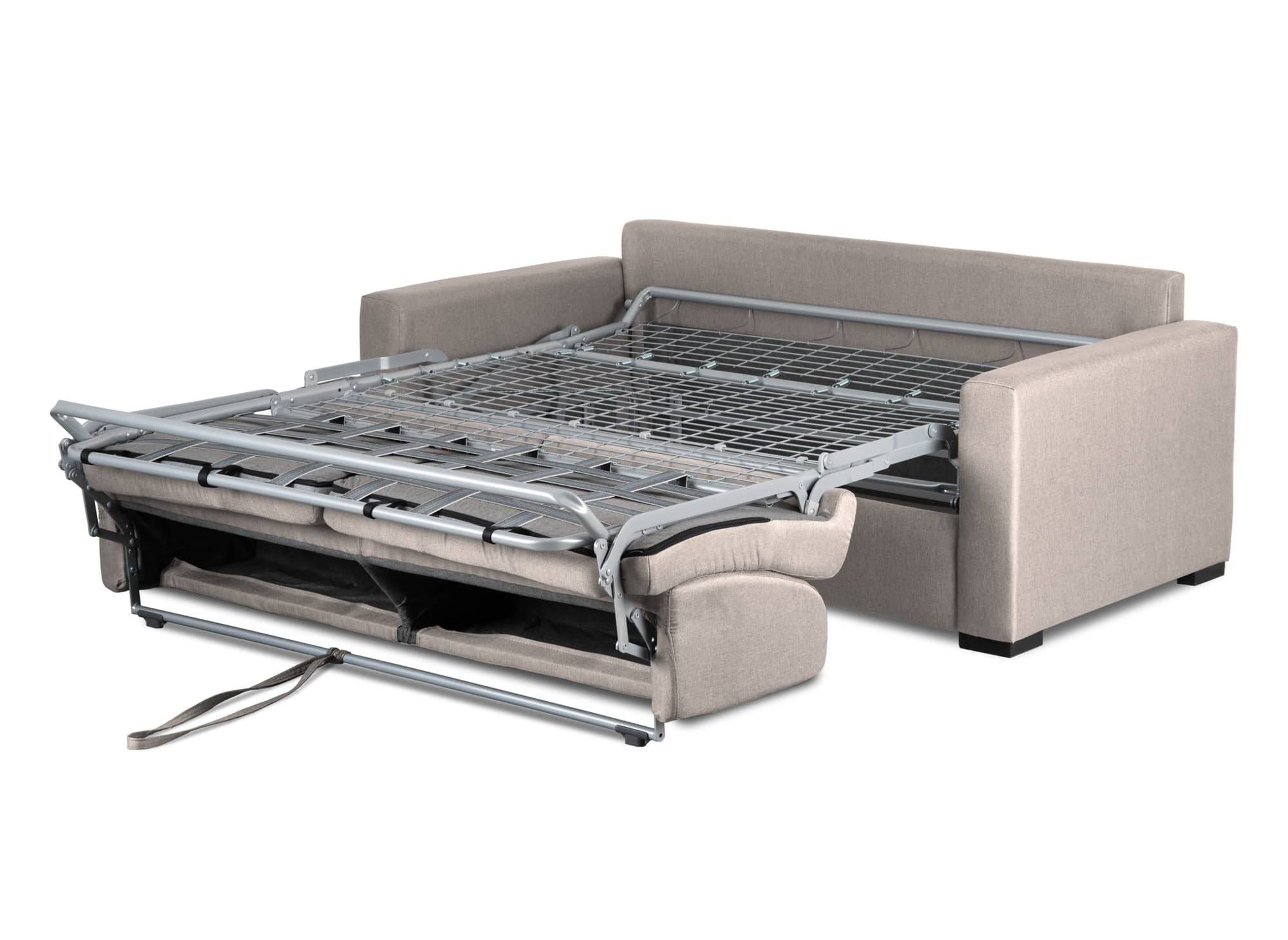 Canapé convertible 3 places LOUNA en tissu beige ouverture express