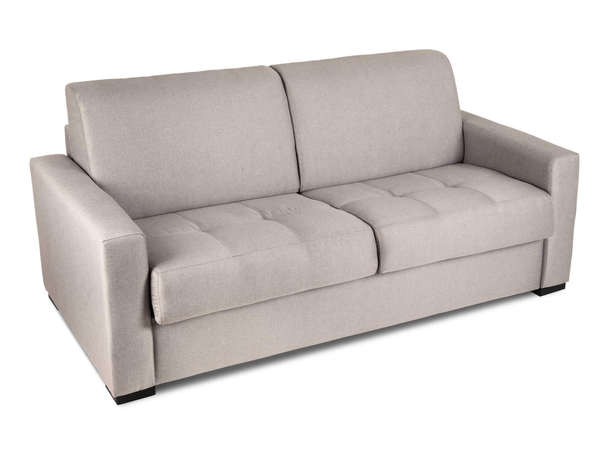 Canapé convertible 3 places LOUNA en tissu beige ouverture express
