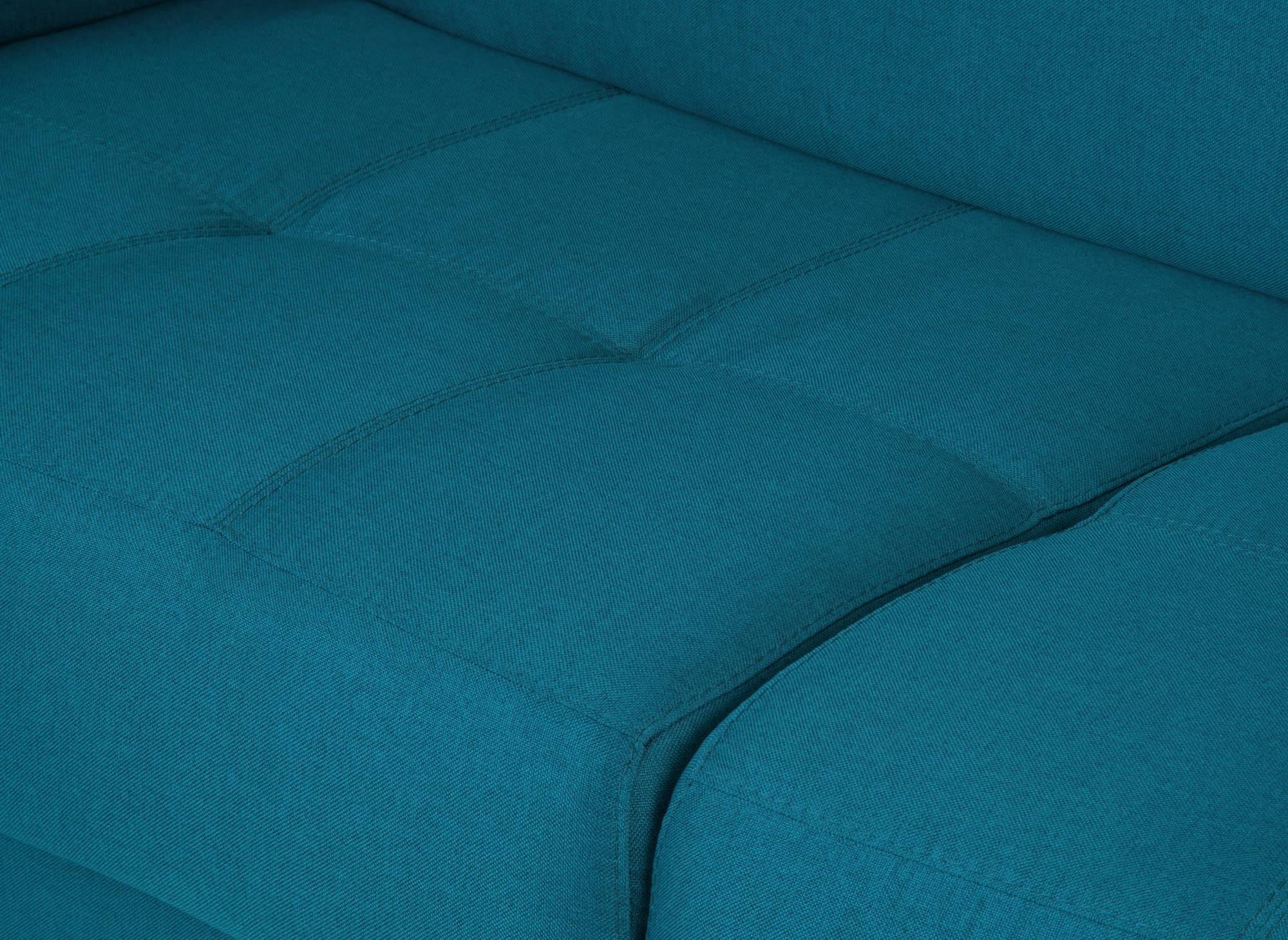 Canapé convertible 3 places LOUNA SLIM en tissu bleu pétrole ouverture express