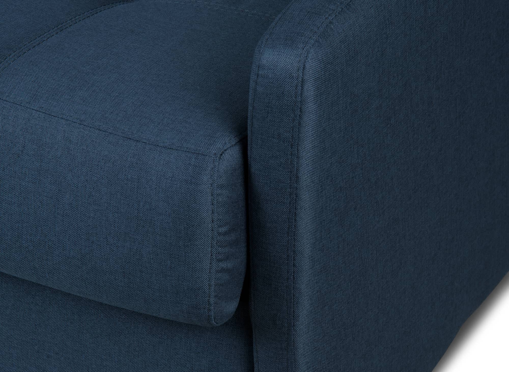 Canapé convertible 3 places LOUNA SLIM en tissu bleu denim ouverture express